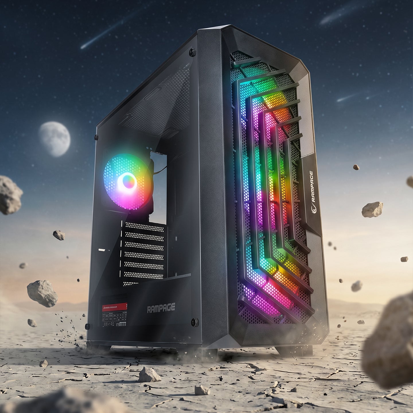 Spear 750W 80+ Bronze 4xRGB Auto Fan Atx Mid-T Oyuncu Kasası-Siyah