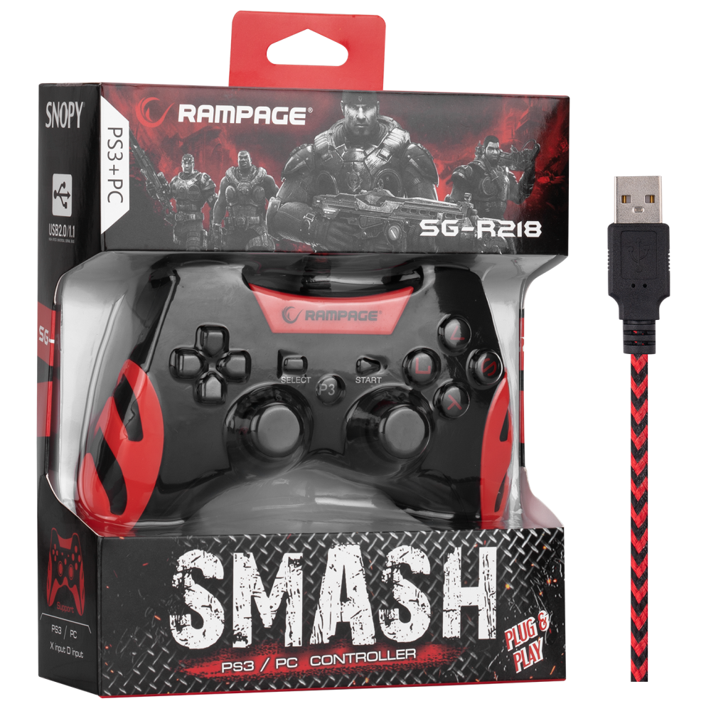 SG-R218 PS3/PC X INPUT Kırmızı USB 1.8m Joypad - Rampage