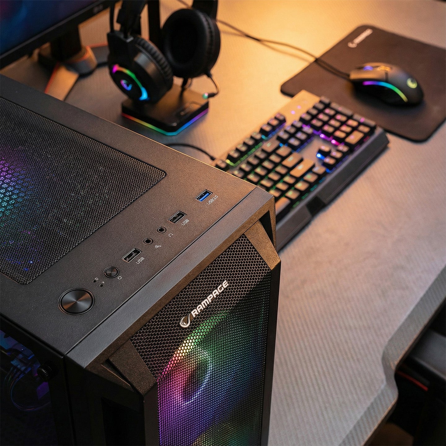 Shiva 4x120mm Rainbow Fanlı Temperli Cam Atx Mid-T Oyuncu Kasası