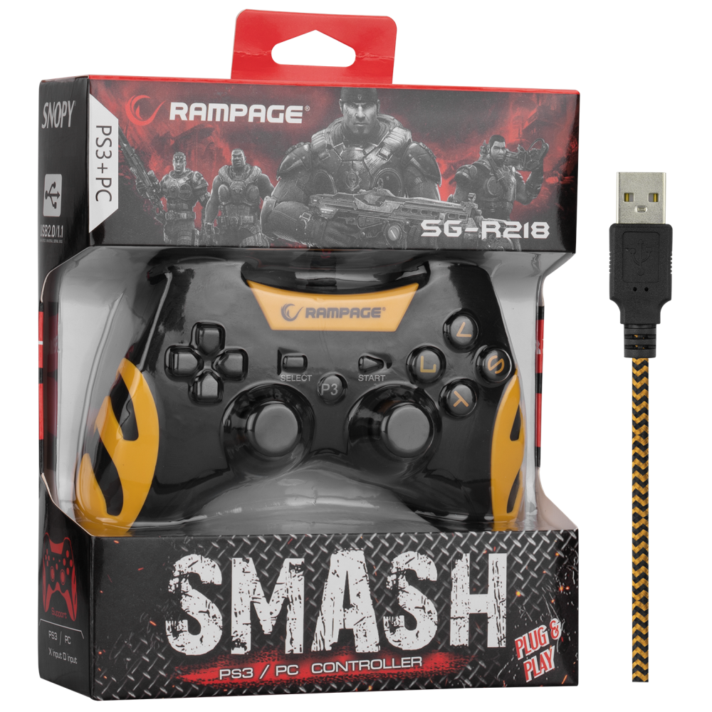 SG-R218 PS3/PC X INPUT Sarı USB 1.8m Joypad - Rampage