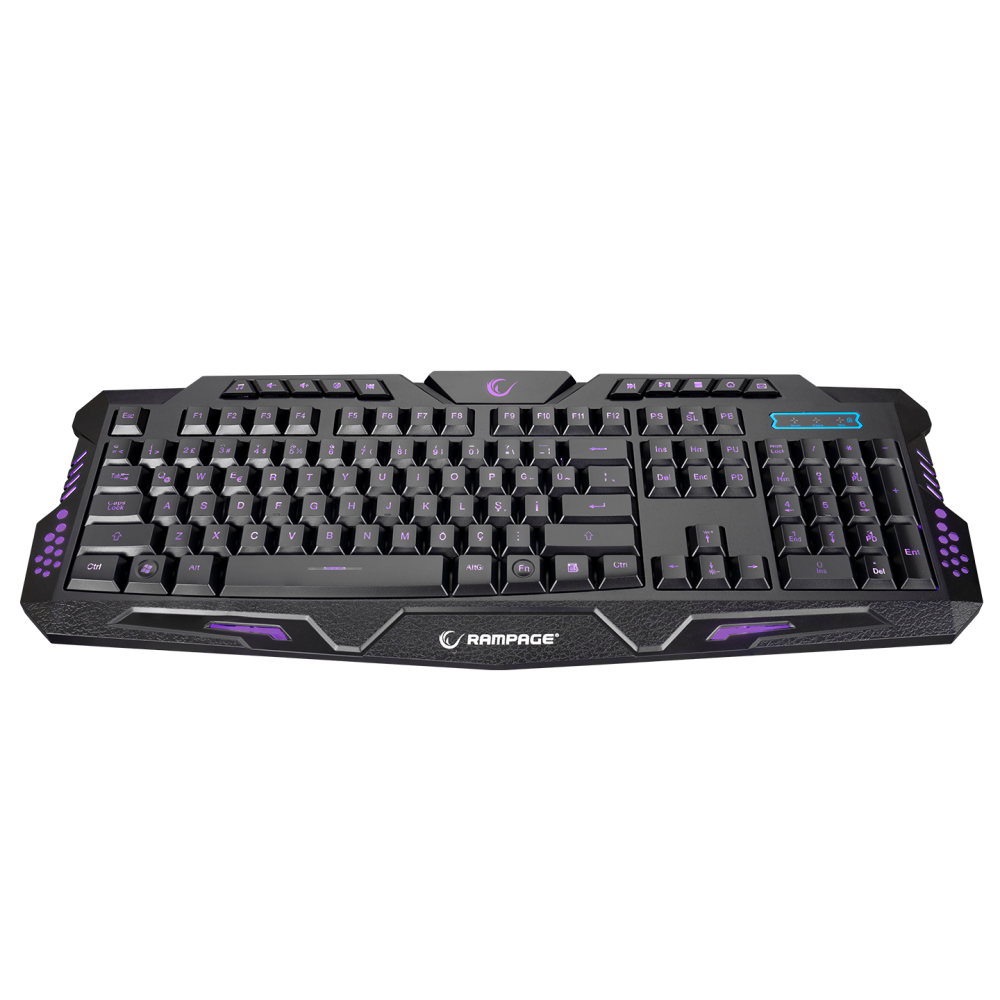 KM-R77 Siyah Usb 3 Farklı Ledli Gaming Q Multimedia Klavye + Mouse Set - Rampage