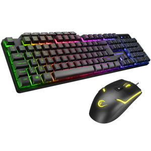 KM-9858 Jazzy Rainbow Macro Key Gaming Keyboard + 3600 DPI Mouse Set-Black