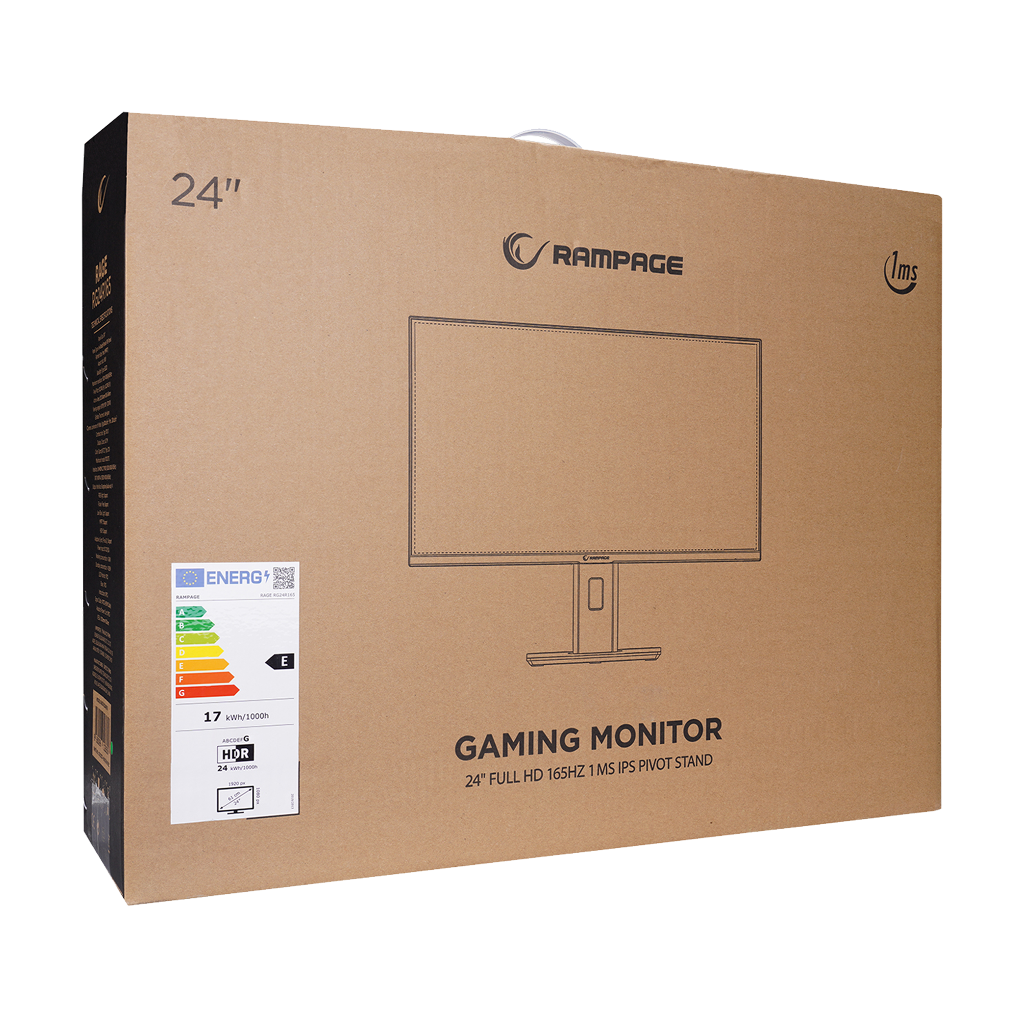 Rage RG24R165 24'' 165Hz BOE IPS FHD RGB Freesync HDR Pivot PC Flat Gaming Monitor