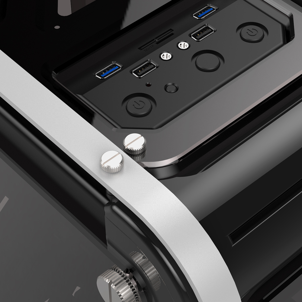 CASTLE 4x12cm RGB Fan Card Reader+Led Şerit Tempered Glass Çelik Gaming Oyuncu Kasası - Rampage