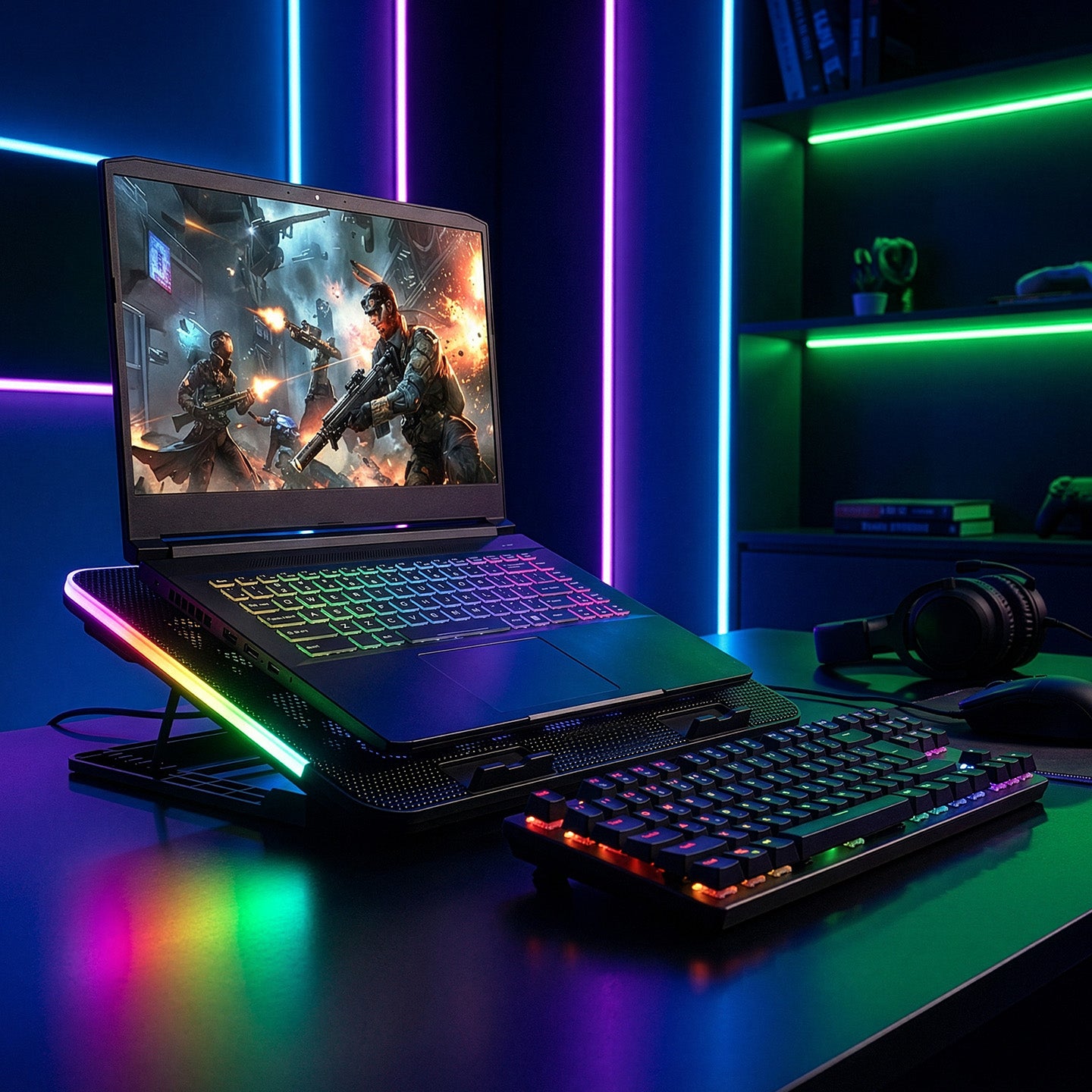 Sixpower R9 6 Fan RGB Telefon Tutuculu 15.6 inç Notebook Soğutucu Stand