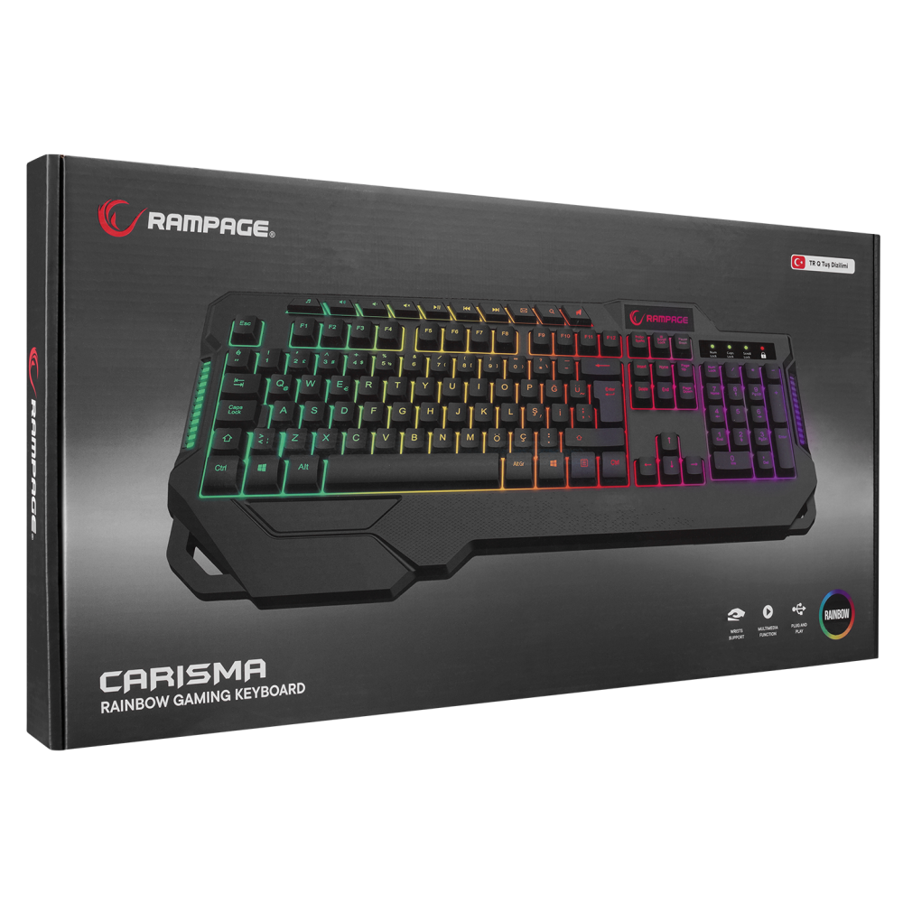 KB-R46 CARISMA USB Rainbow Aydınlatmalı Q Gaming Oyuncu Klavye - Rampage