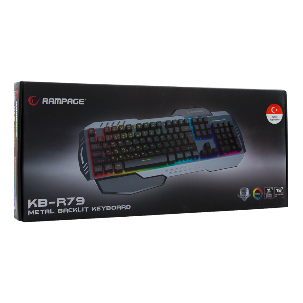 KB-R79 Gökkuşağı Aydınlatmalı USB Gaming Q Multimedia Klavye