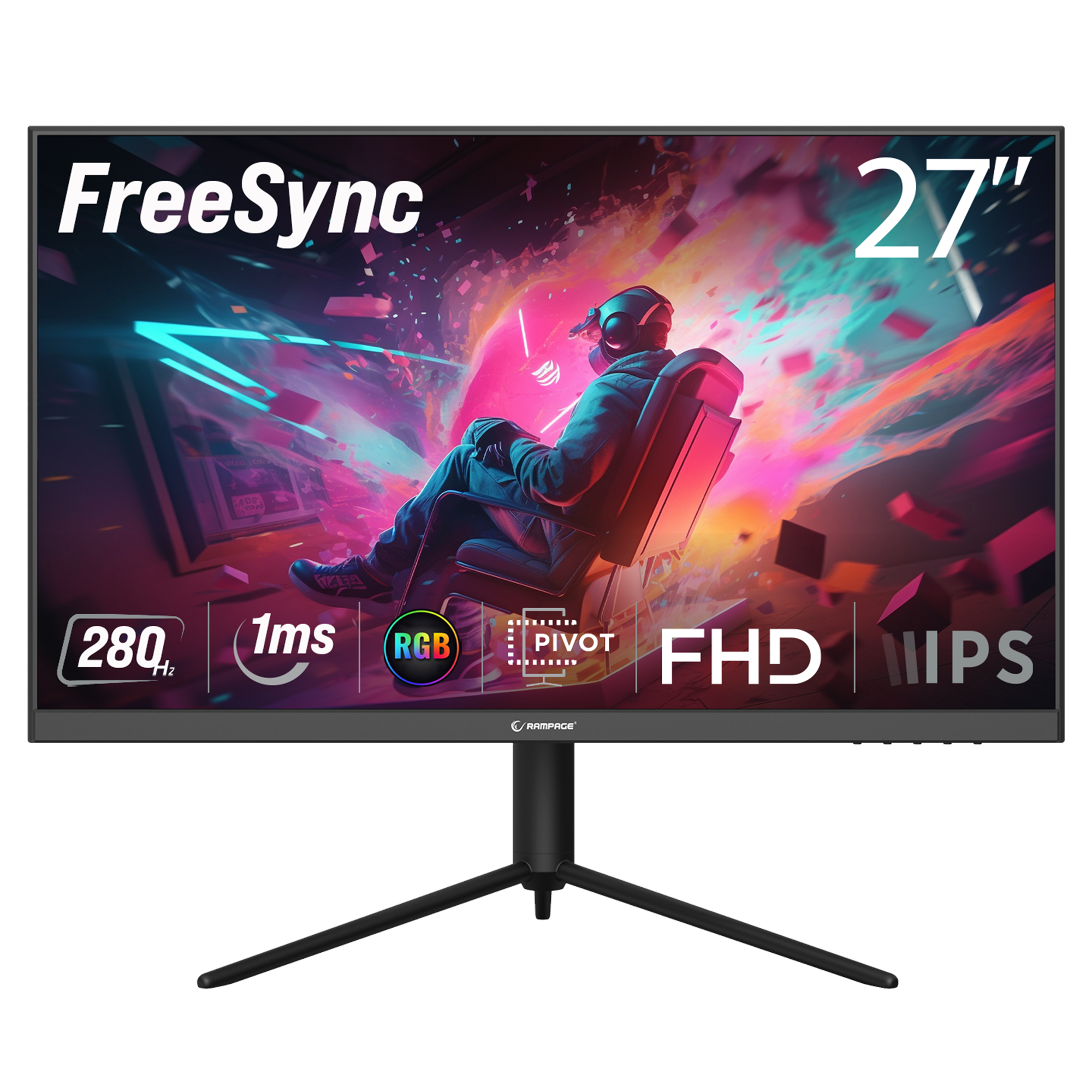 27'' 280Hz Fast IPS FHD Freesync RGB Pivot PC Flat Oyuncu Monitörü