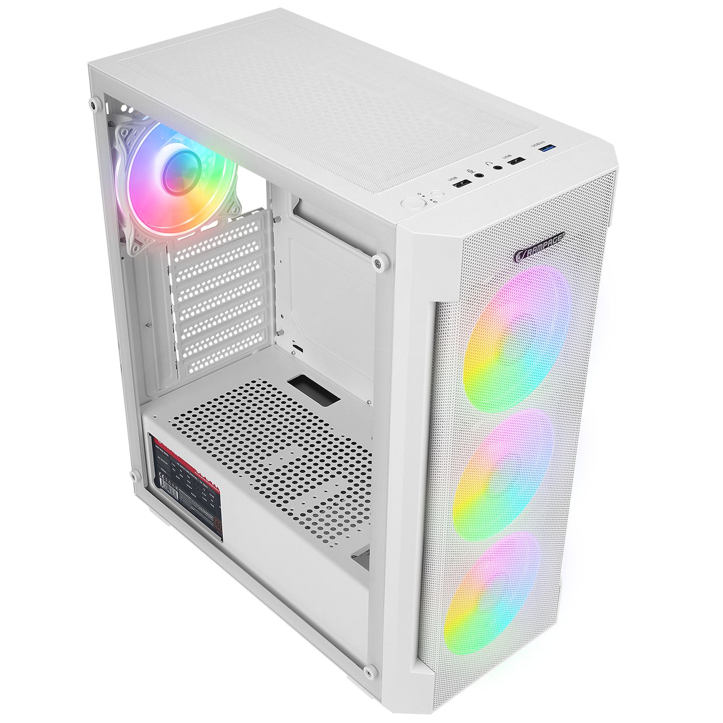 Vigilant Mesh 650W 80+ Bronze Temperli Camlı 4x12cm RGB Fan Atx Mid-T Oyuncu Kasası-Beyaz