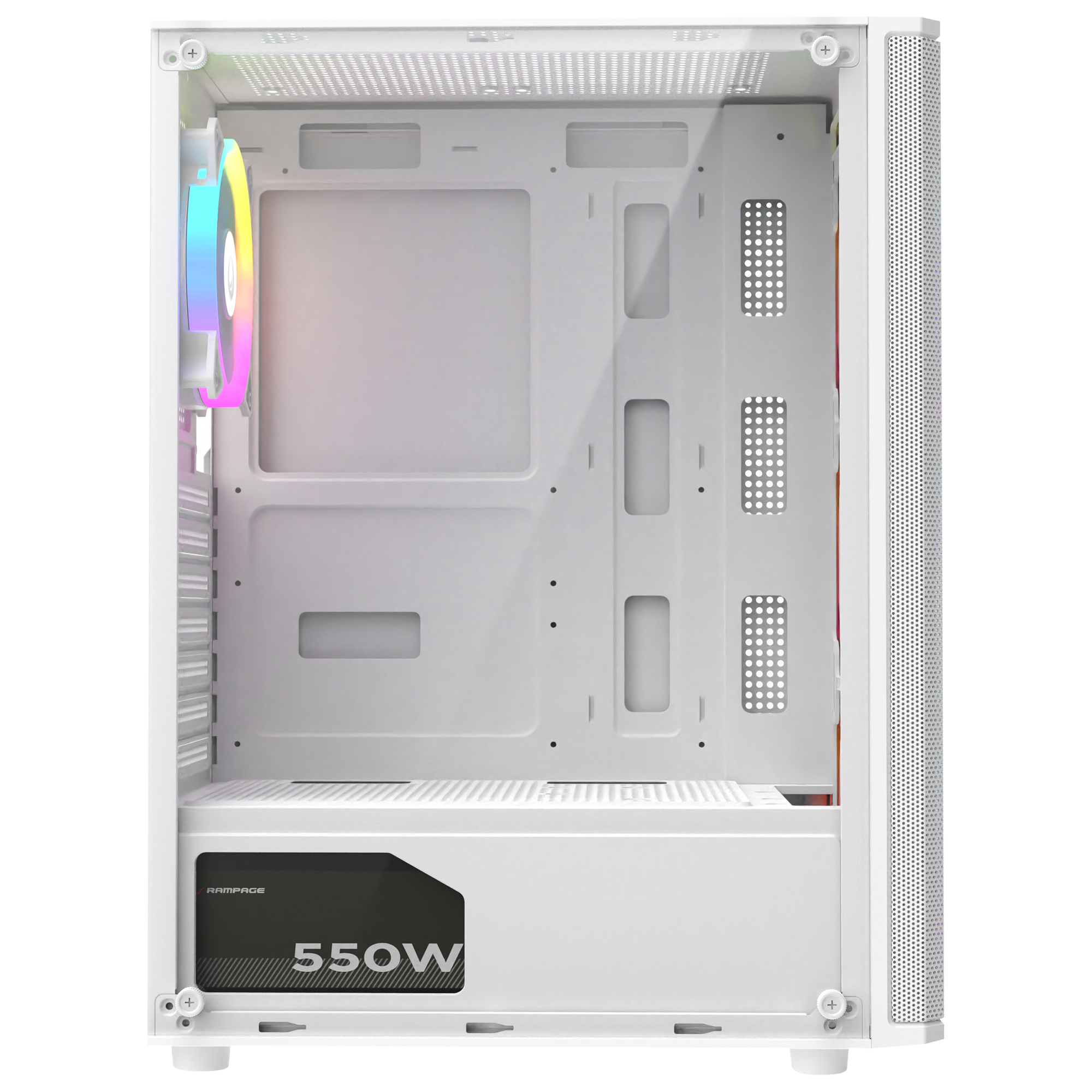 Helios Mesh 550W 80+ Bronze Temperli Cam 4x12cm Rainbow Atx Mid-T Oyuncu Kasası-Beyaz