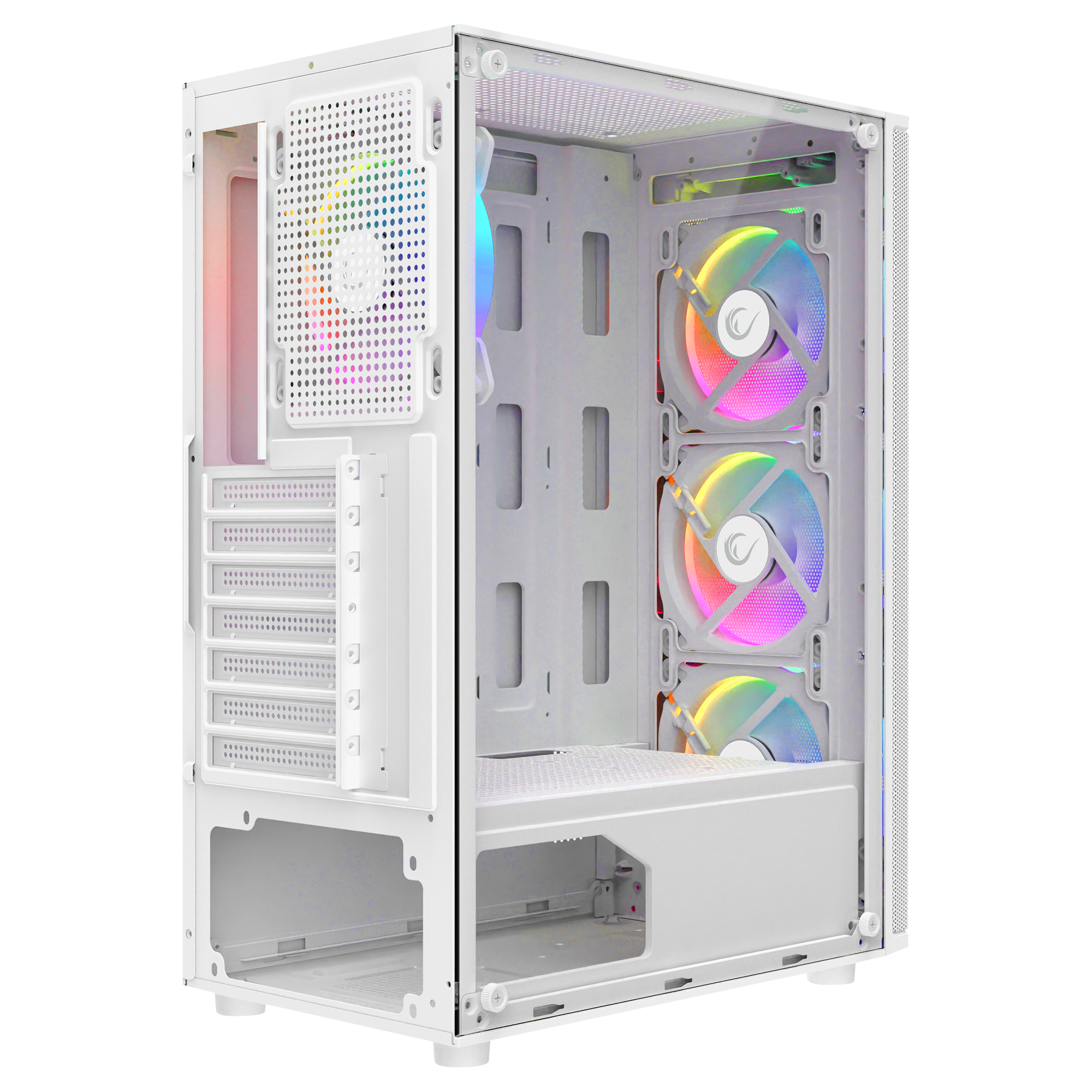 Helios Mesh 550W 80+ Bronze Temperli Cam 4x12cm Rainbow Atx Mid-T Oyuncu Kasası-Beyaz