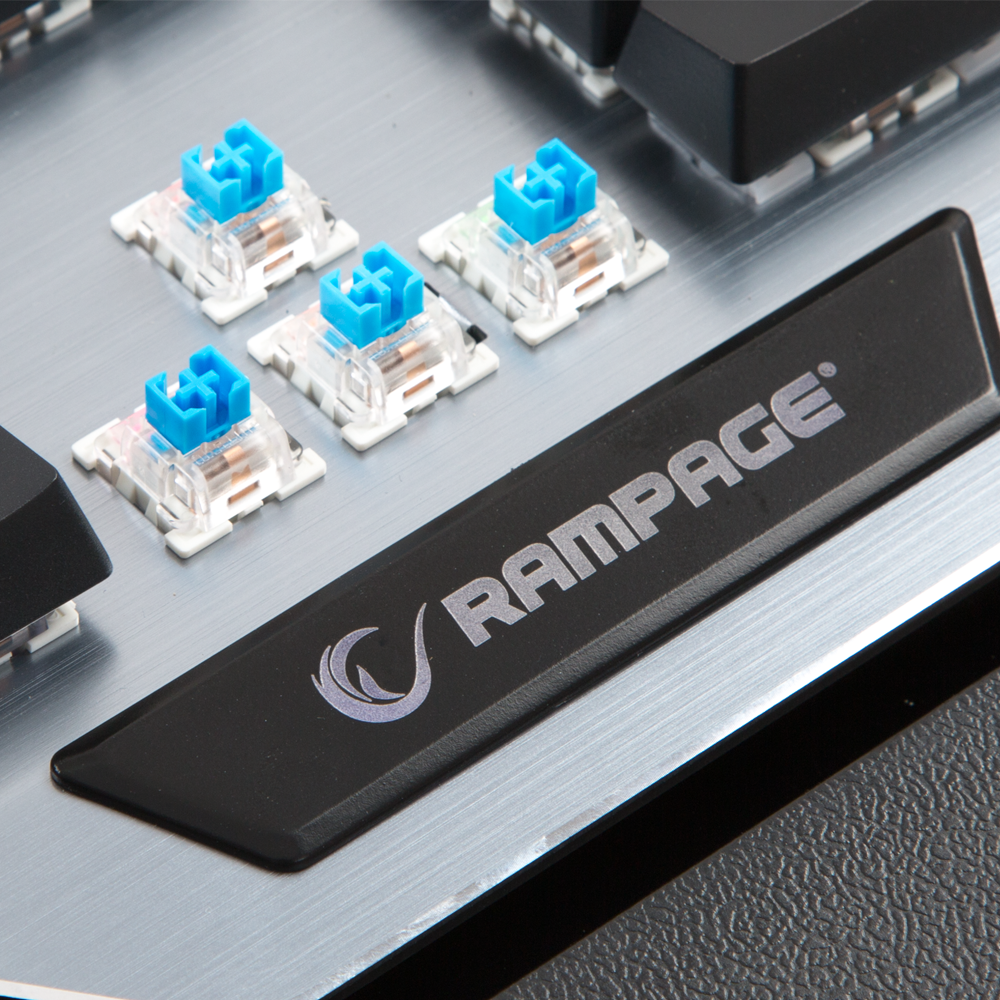 KB-RX92 COMMANDER Full RGB Ledli USB 2*Usb Hub Gaming US Layout Multimedia Aluminyum Mekanik Klavye - Rampage