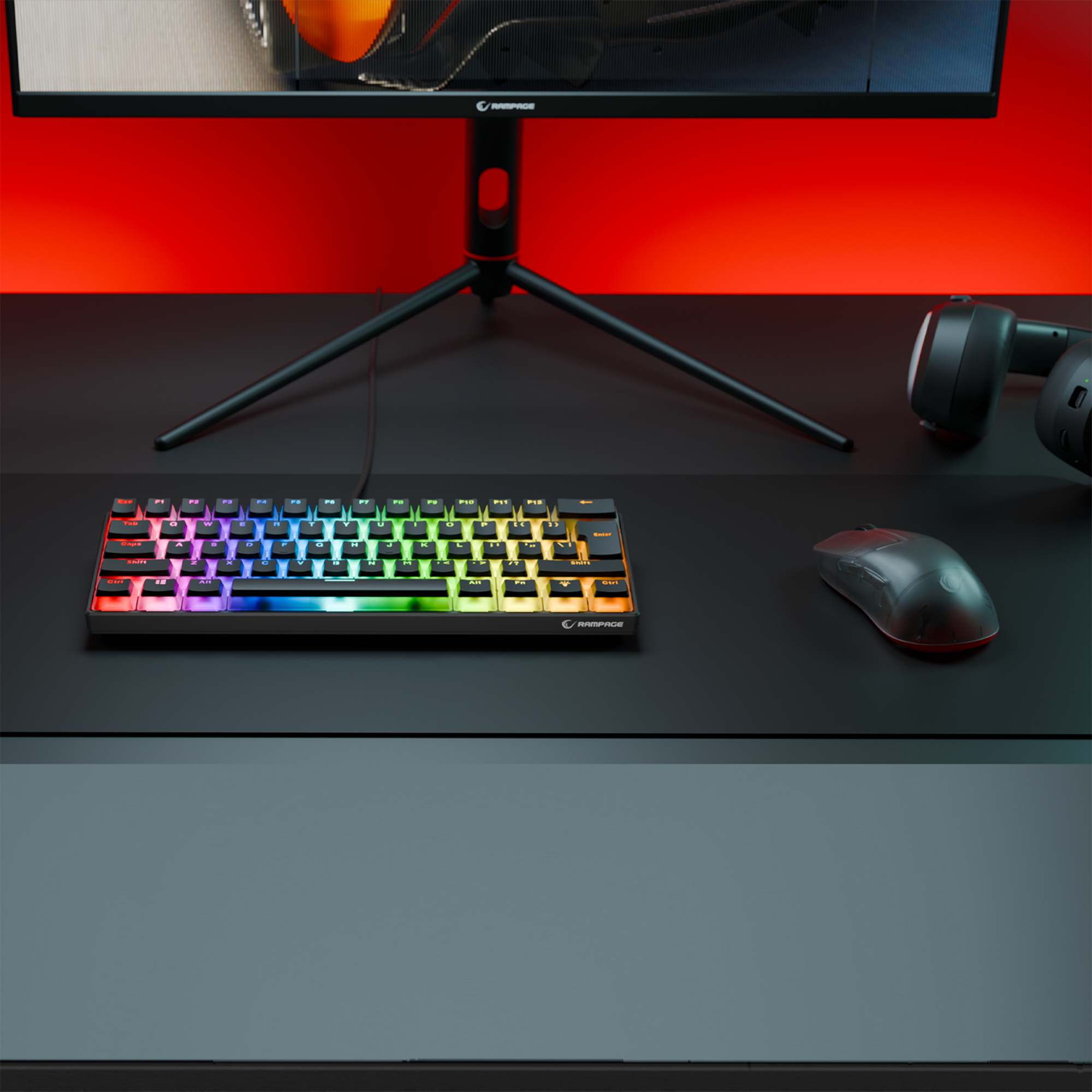 RADIANT K11 Siyah Type-C / Puding Tuşlu US Layout Blue Switch Gaming Oyuncu Klavye