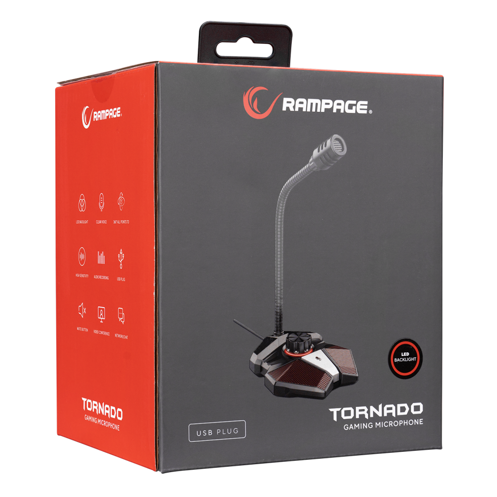 RMX-M8 TORNADO Gri USB Masaüstü Led Mikrofon - Rampage