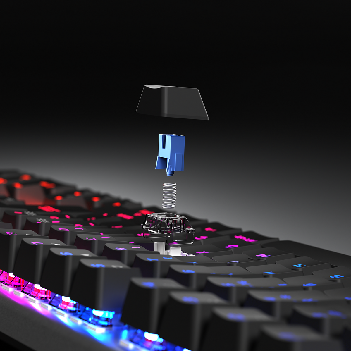 Carbon - Bilek Destekli Blue Switch Mekanik Oyuncu Klavyesi-Siyah