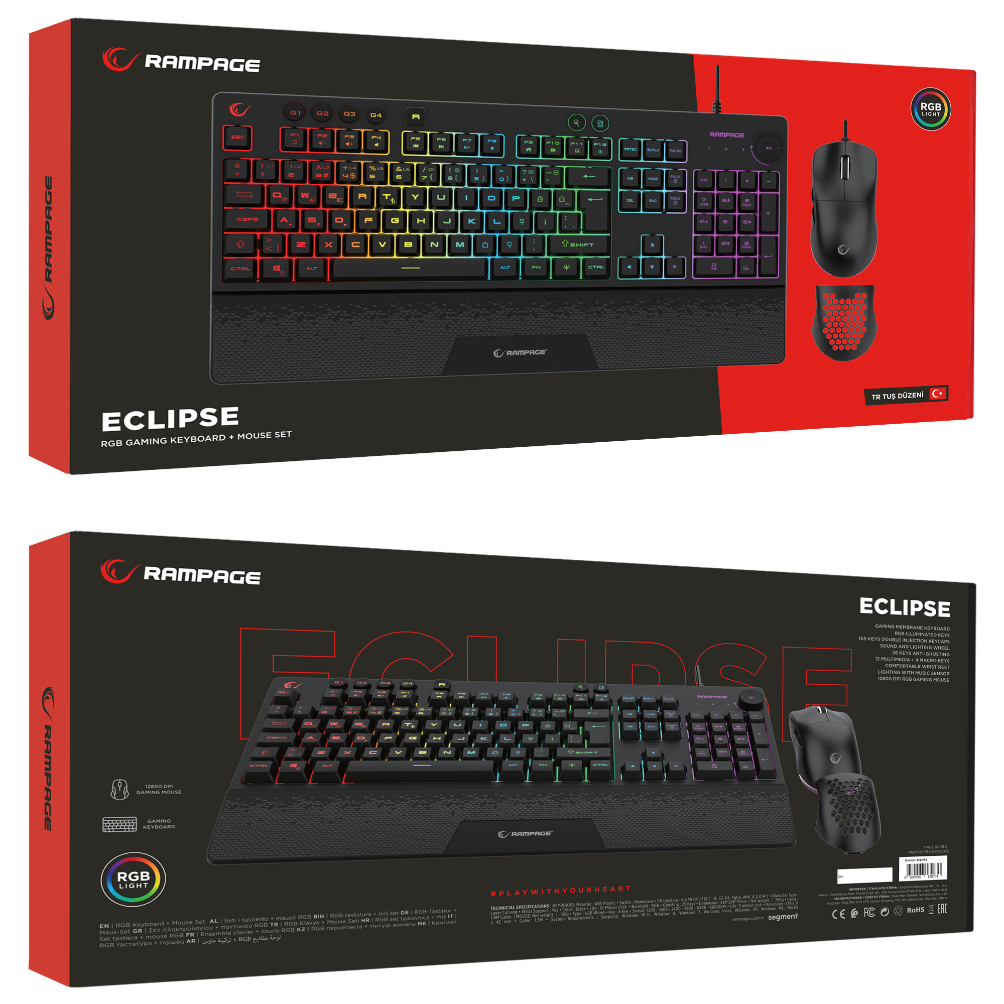 Eclipse RGB Gaming Keyboard Mouse Set-Black