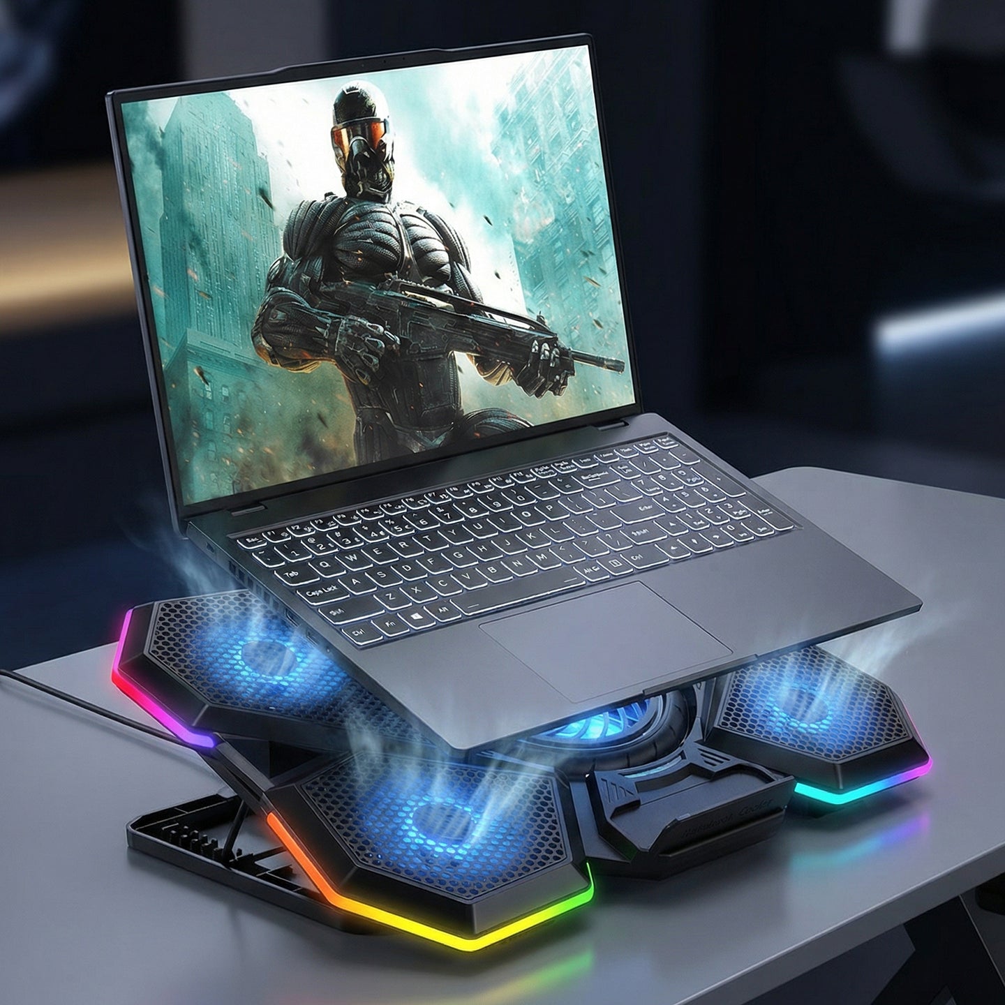 RGB 5 Fan 15-17inç Notebook Soğutucu Stand-Siyah