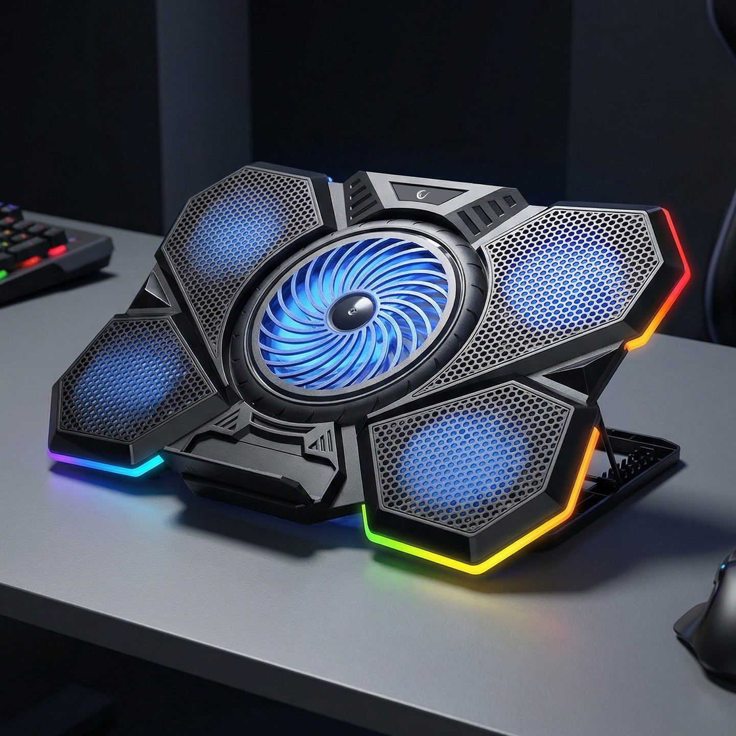 RGB 5 Fan 15-17inç Notebook Soğutucu Stand-Siyah