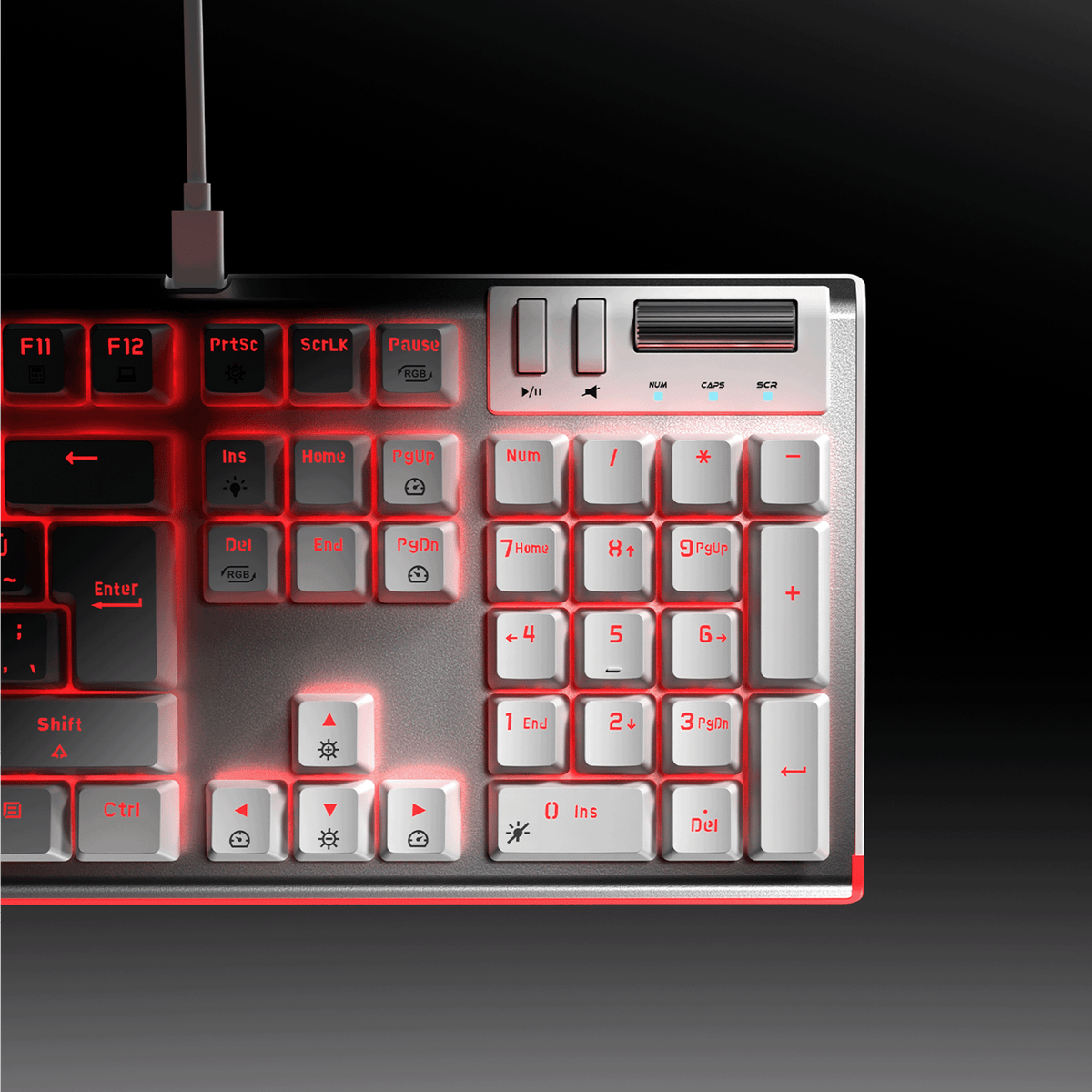 Carbon - Bilek Destekli Red Switch Oyuncu Klavyesi-Beyaz