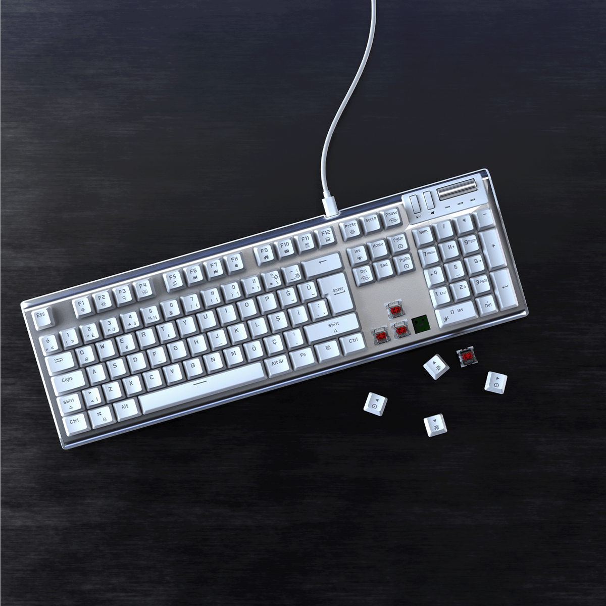 Carbon - Bilek Destekli Red Switch Oyuncu Klavyesi-Beyaz