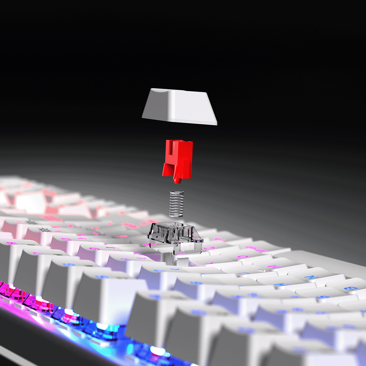 Carbon - Bilek Destekli Red Switch Oyuncu Klavyesi-Beyaz
