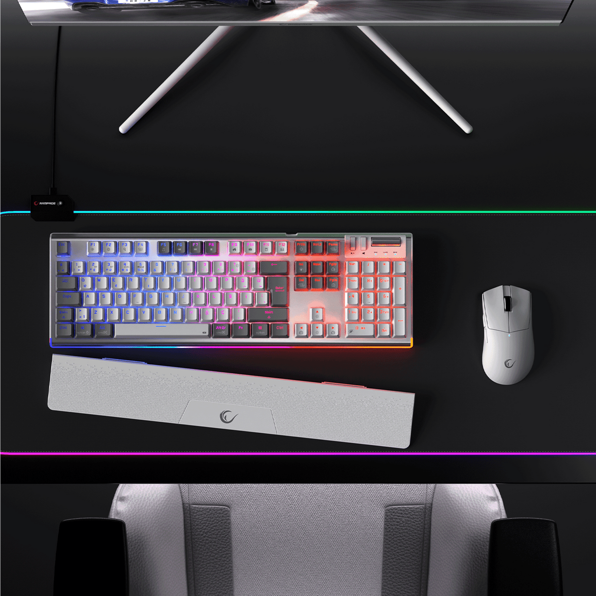 Carbon Pro Outemu Red Switch Wireless Mechanical Gaming Keyboard-White/Gray
