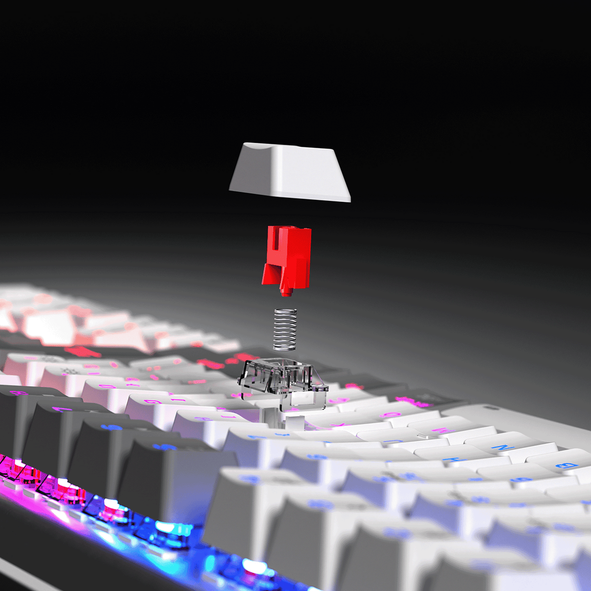 Carbon Pro Outemu Red Switch Wireless Mechanical Gaming Keyboard-White/Gray