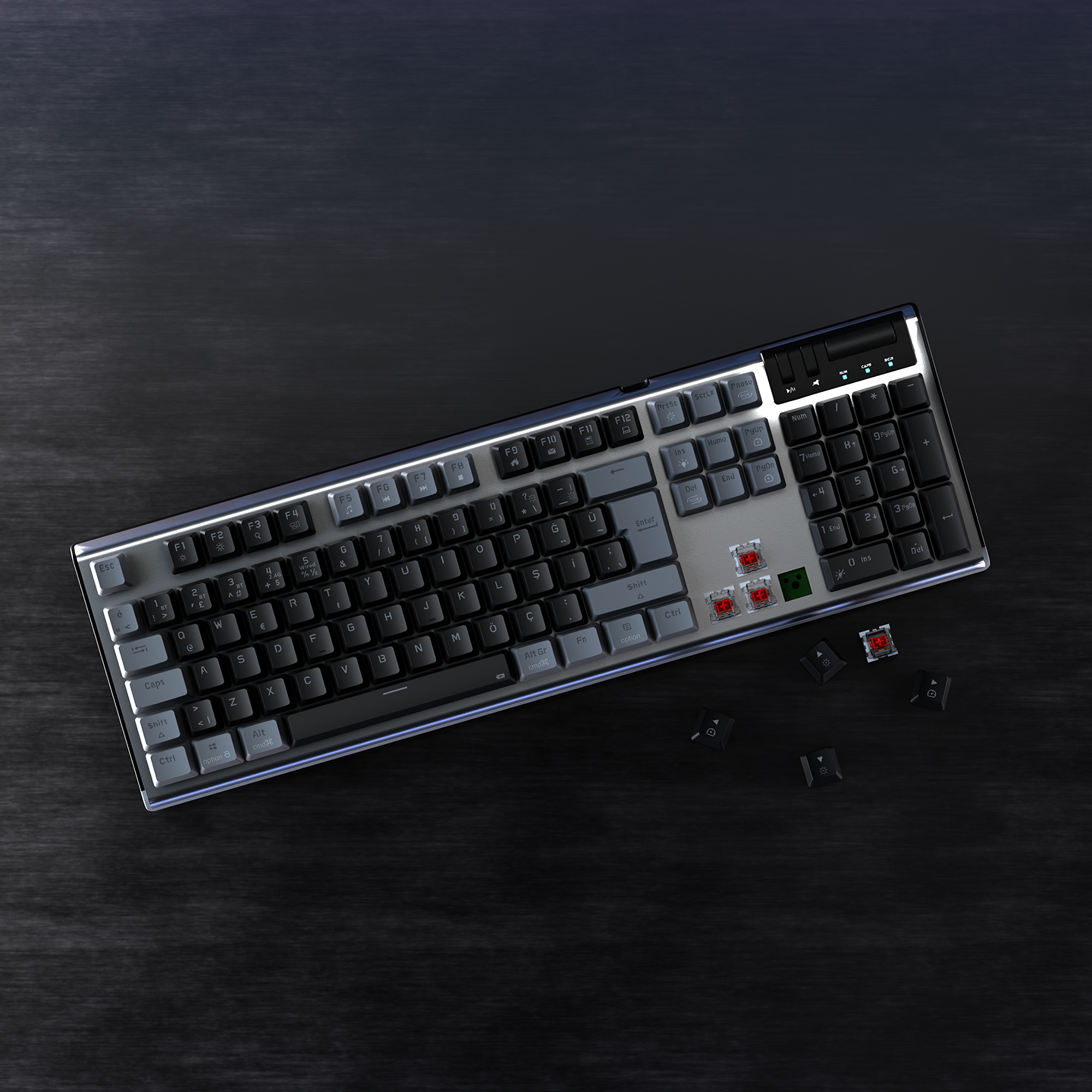 Carbon Pro Outemu Red Switch Wireless Mechanical Gaming Keyboard - Black/Gray