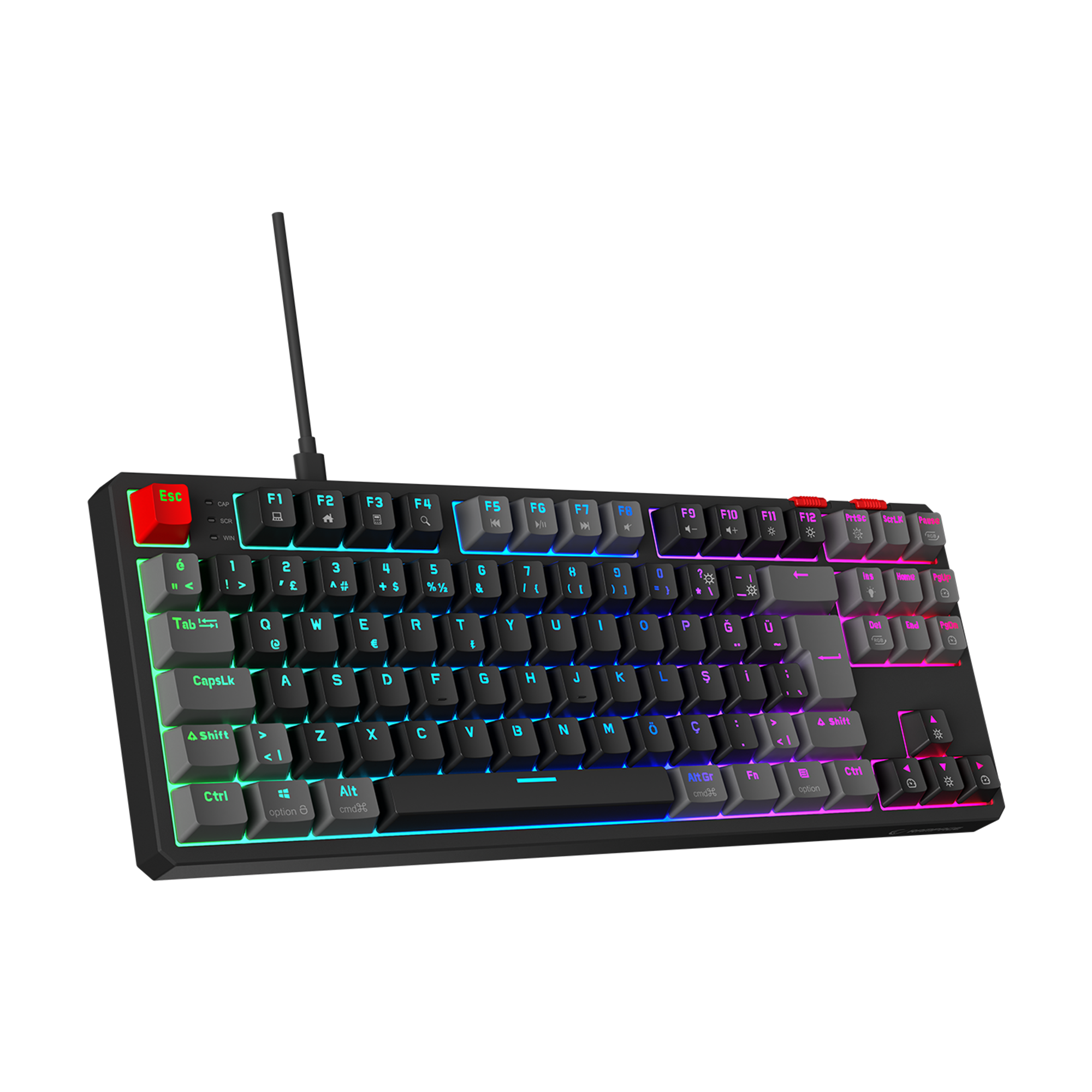 Yoru TKL RGB Outemu Red Switch Mekanik Oyuncu Klavyesi-Siyah/Gri