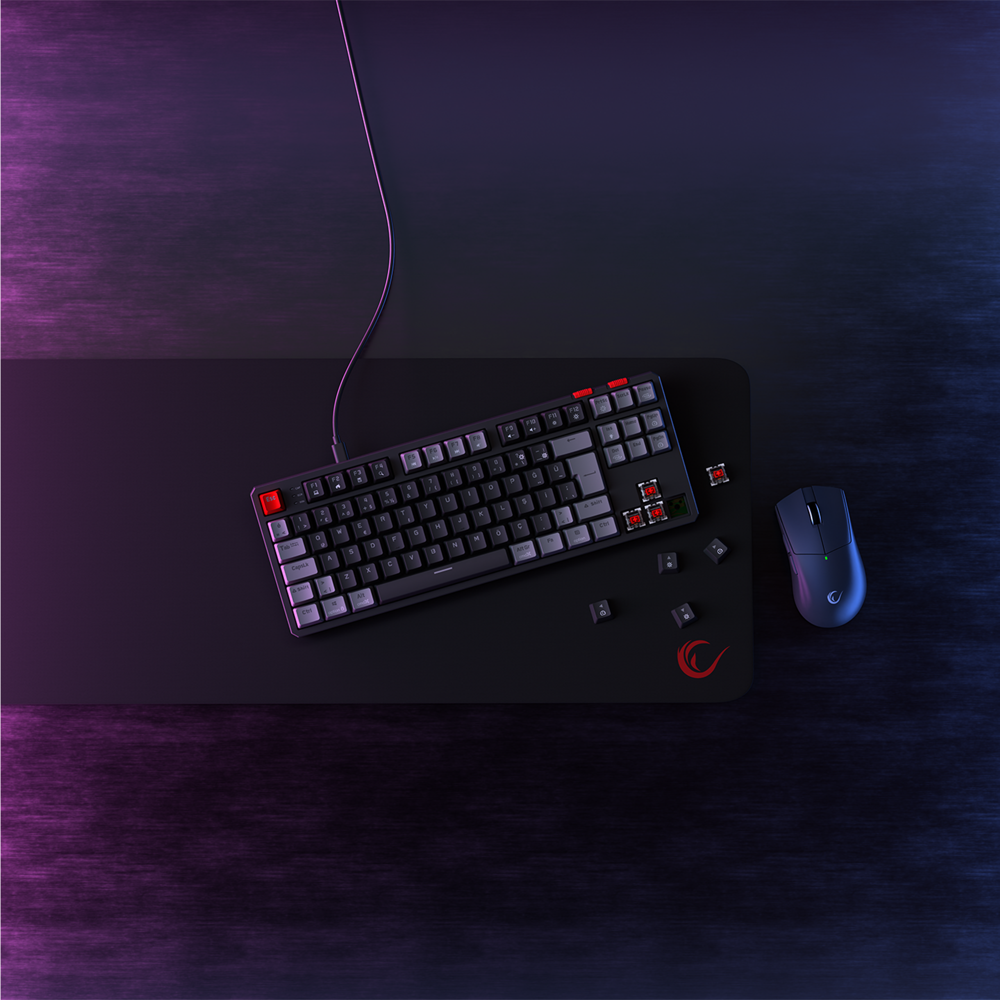 Yoru TKL RGB Outemu Red Switch Mekanik Oyuncu Klavyesi-Siyah/Gri