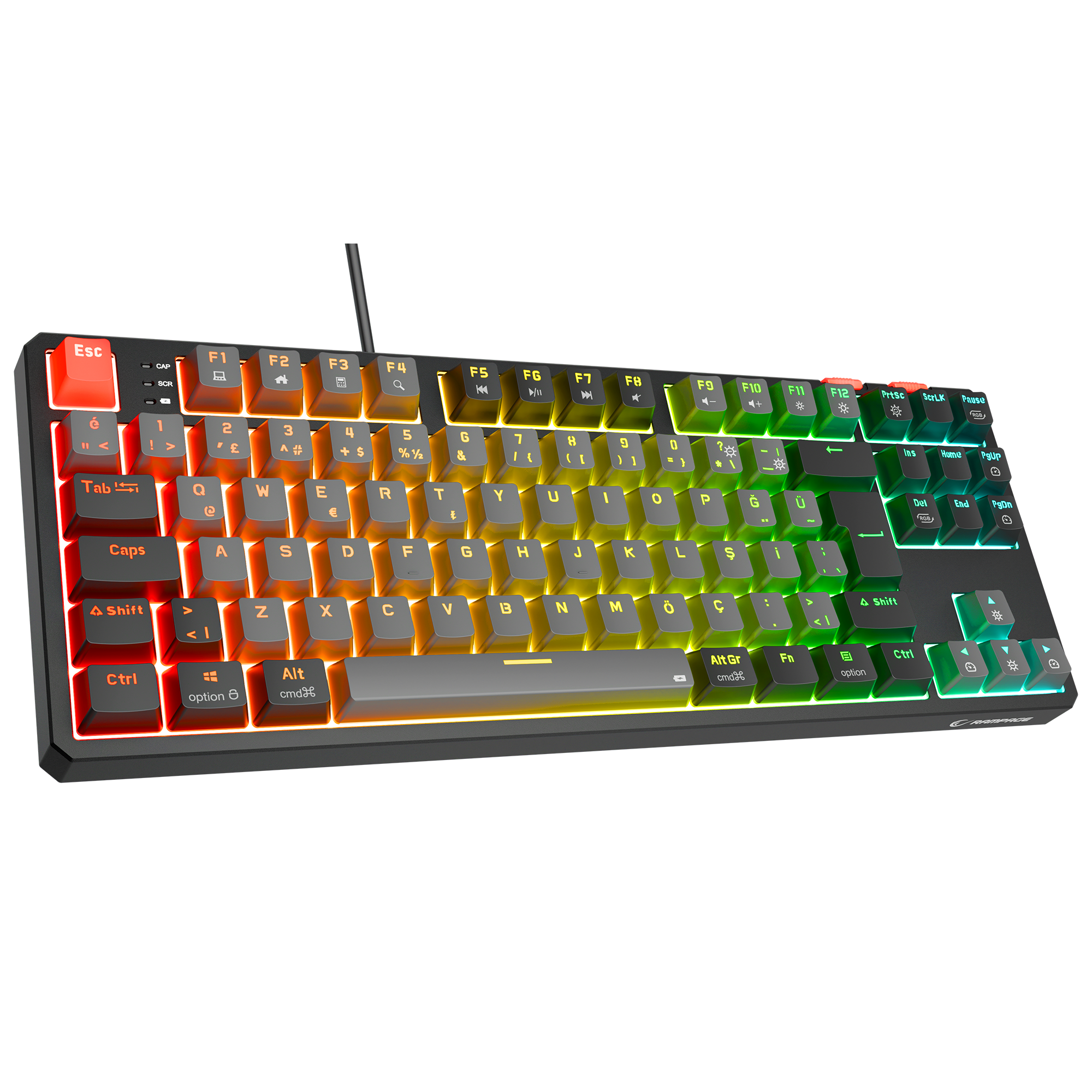 Yoru TKL RGB Outemu Red Switch Mekanik Oyuncu Klavyesi-Gri/Siyah