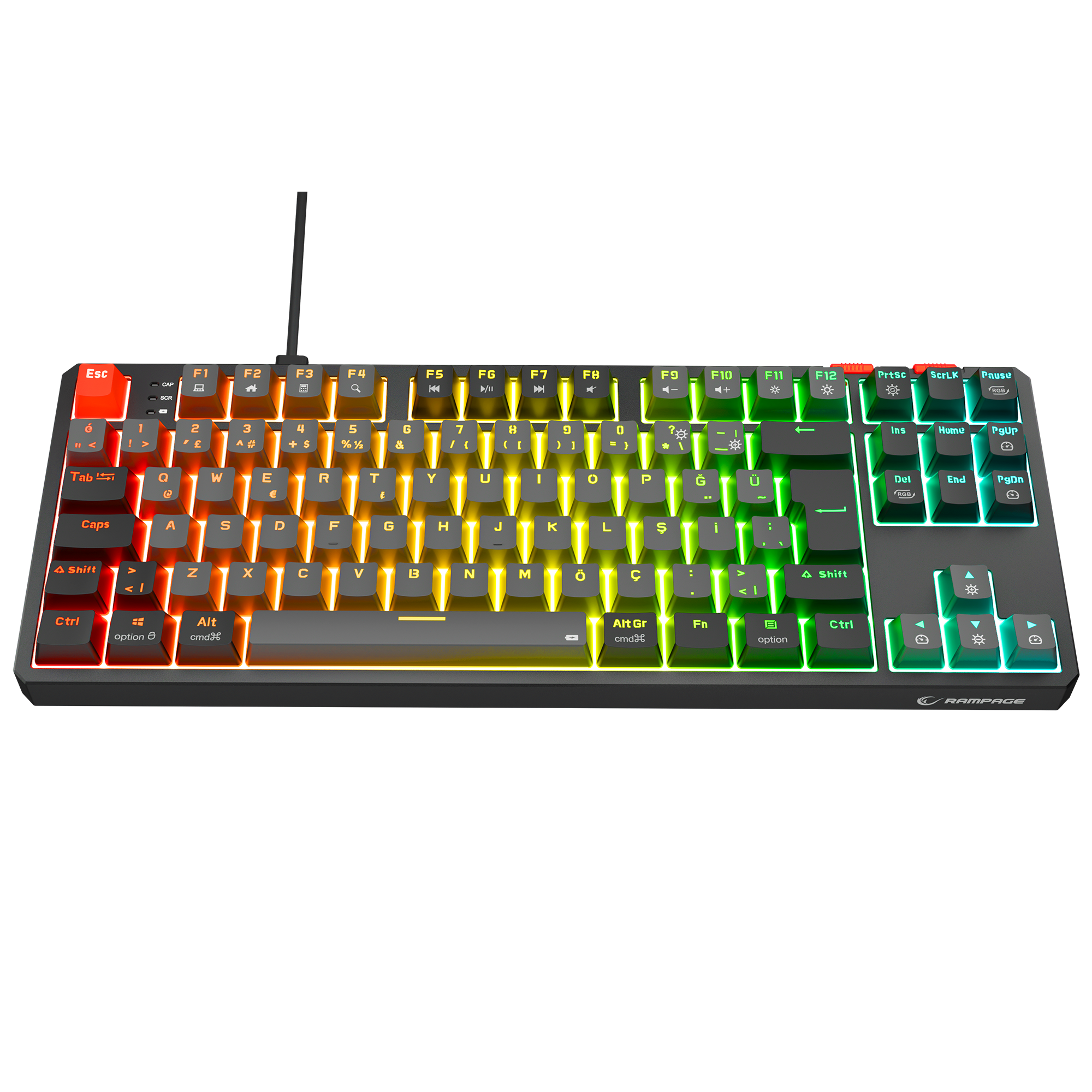 Yoru TKL RGB Outemu Red Switch Mekanik Oyuncu Klavyesi-Gri/Siyah