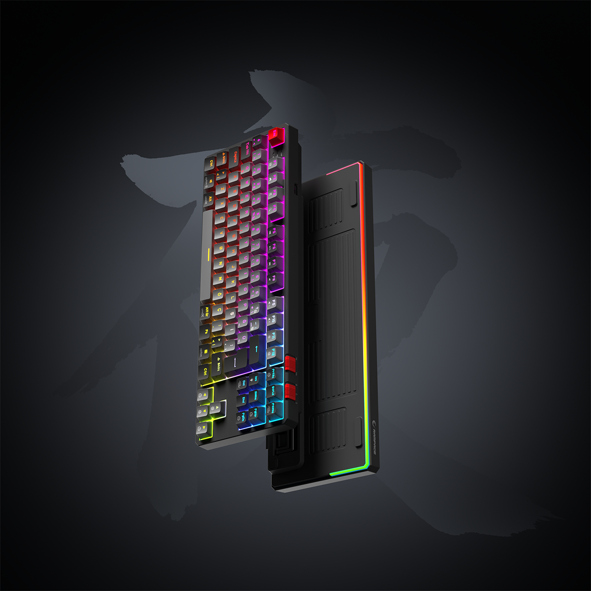 Yoru TKL RGB Outemu Red Switch Mekanik Oyuncu Klavyesi-Gri/Siyah