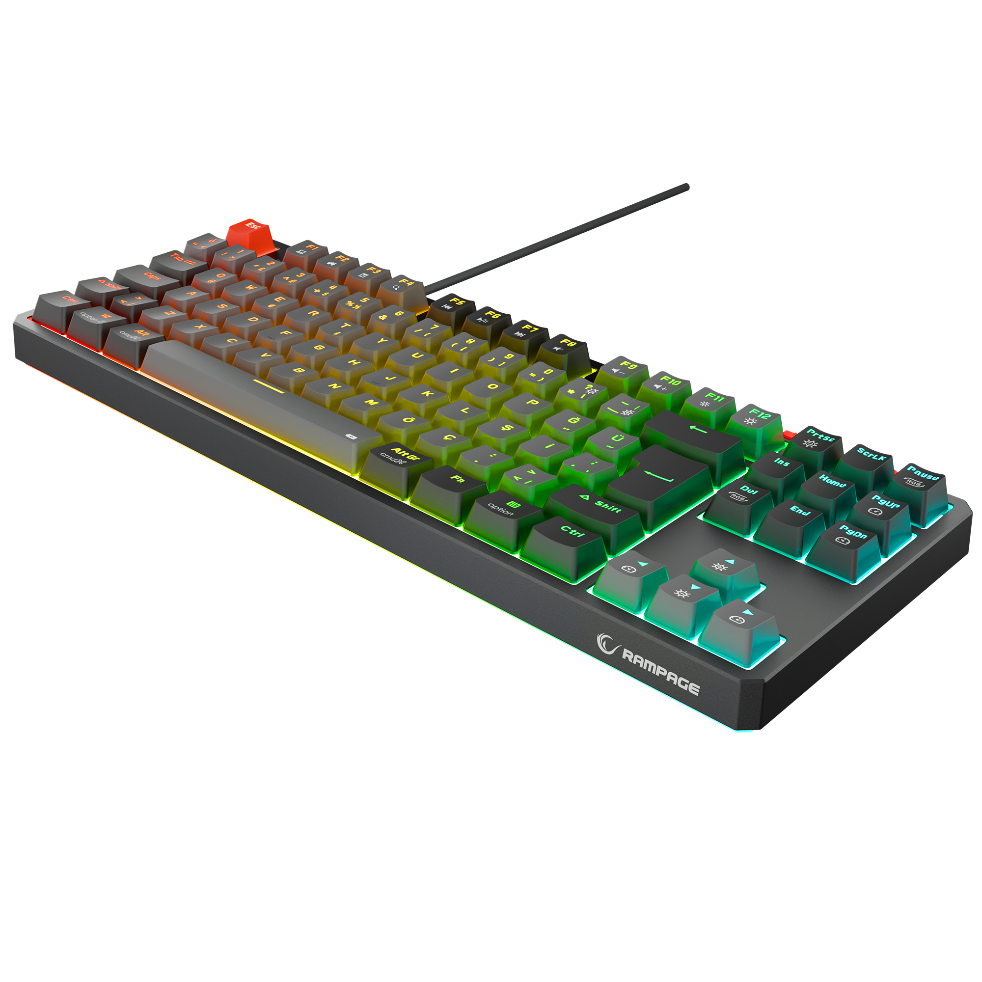Yoru TKL RGB Outemu Red Switch Mekanik Oyuncu Klavyesi-Gri/Siyah