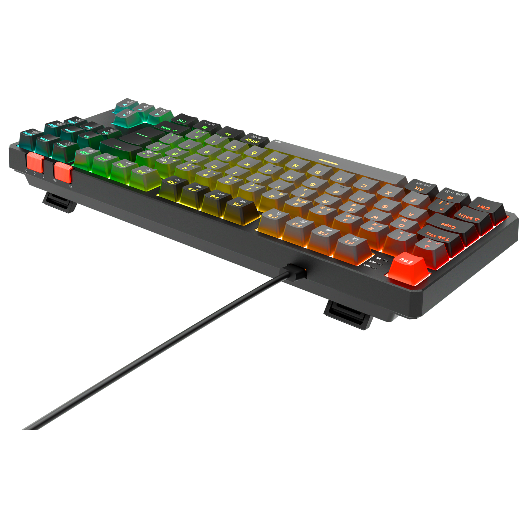 Yoru TKL RGB Outemu Red Switch Mekanik Oyuncu Klavyesi-Gri/Siyah