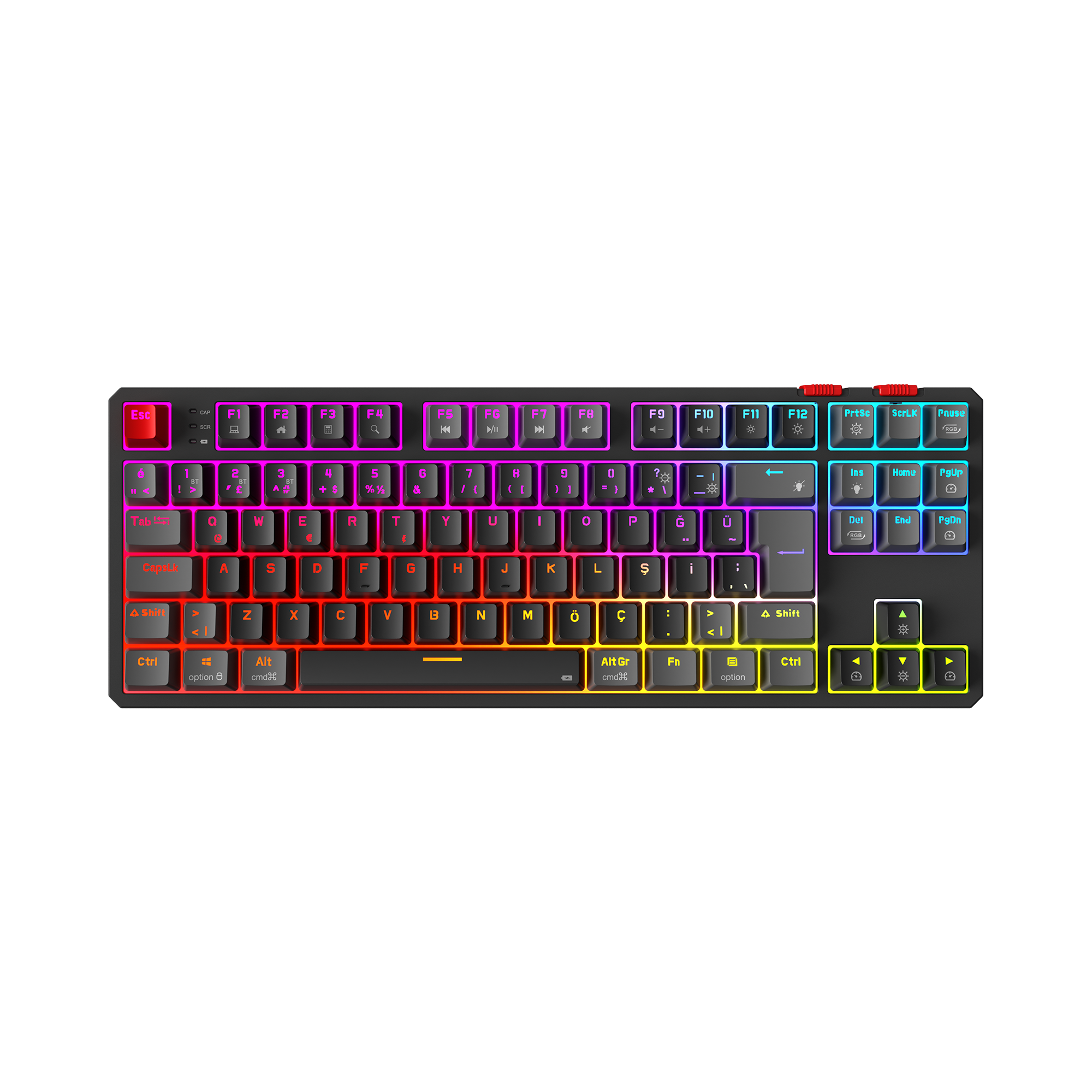YORU TKL PRO - RGB Red Switch Mekanik Kablosuz Oyuncu Klavyesi- Siyah/Gri
