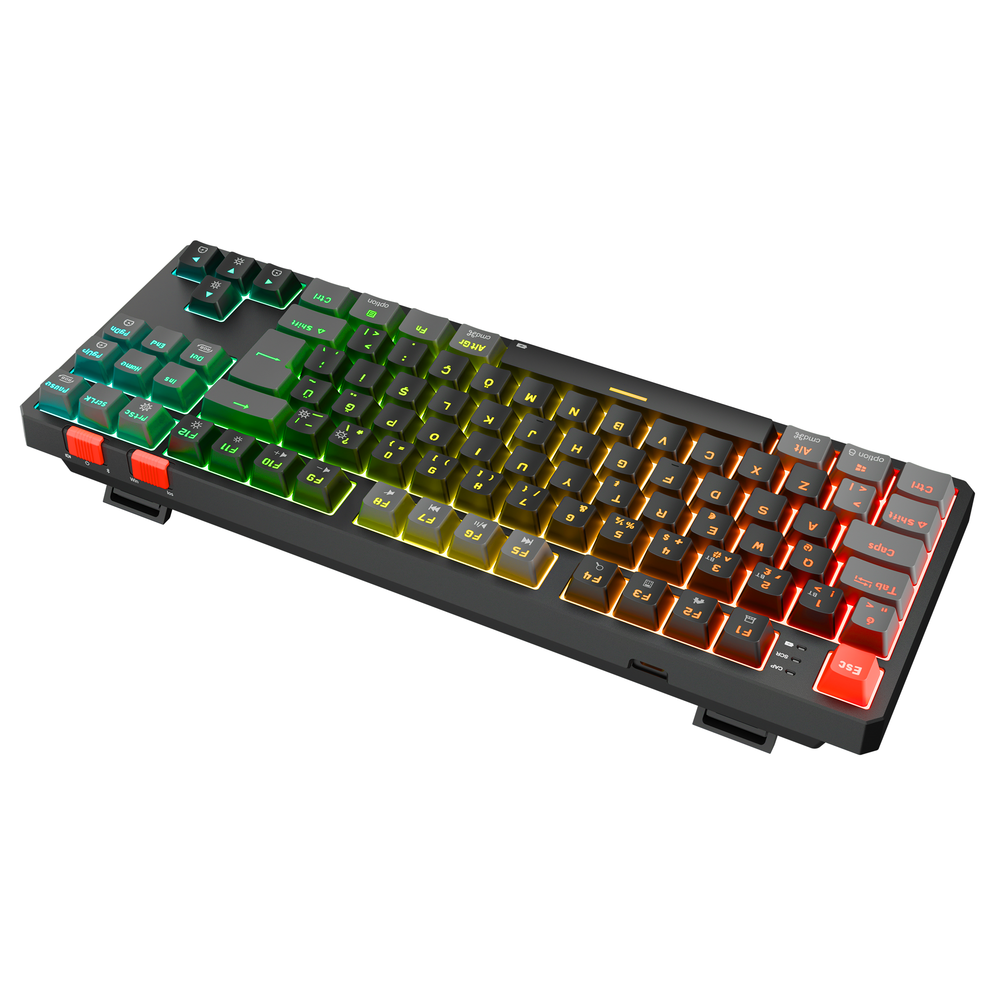 Yoru TKL Pro RGB Outemu Red Switch Mekanik Kablosuz Oyuncu Klavyesi- Siyah/Gri