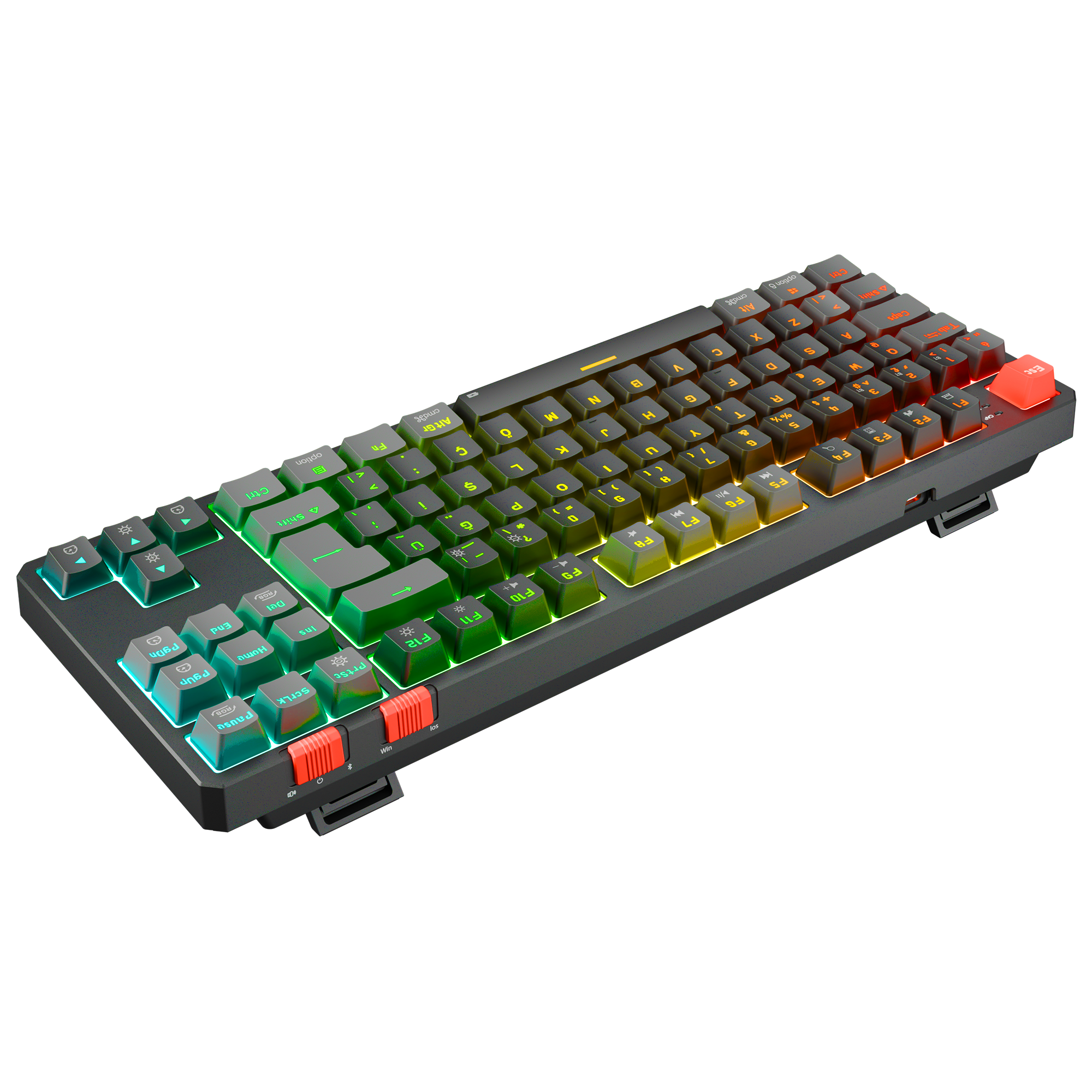 Yoru TKL Pro RGB Outemu Red Switch Mekanik Kablosuz Oyuncu Klavyesi- Siyah/Gri