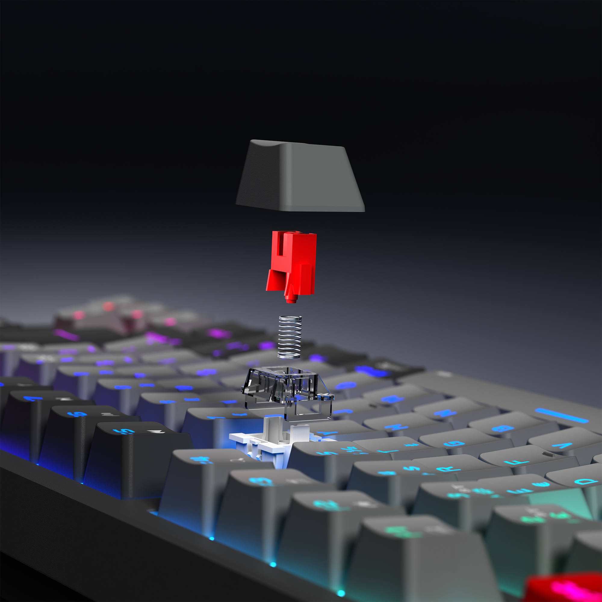Yoru TKL Pro RGB Outemu Red Switch Mekanik Kablosuz Oyuncu Klavyesi-Gri/Siyah