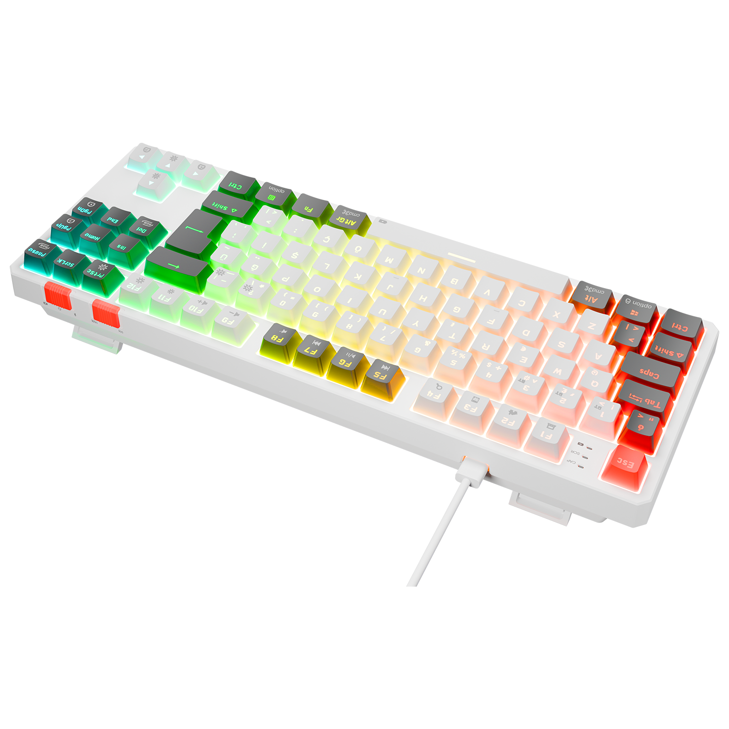 Yoru TKL RGB Red Switch Mekanik Oyuncu Klavyesi-Beyaz/Gri