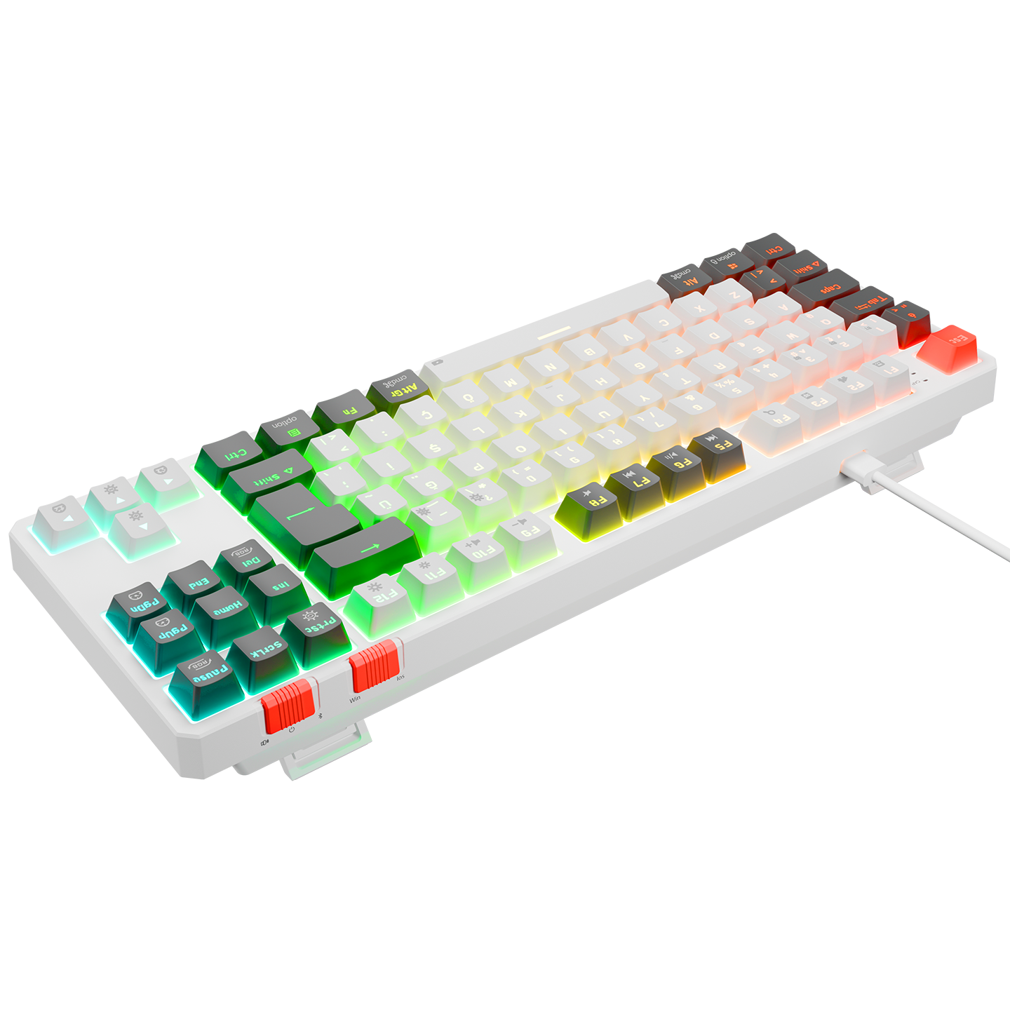 Yoru TKL RGB Red Switch Mekanik Oyuncu Klavyesi-Beyaz/Gri