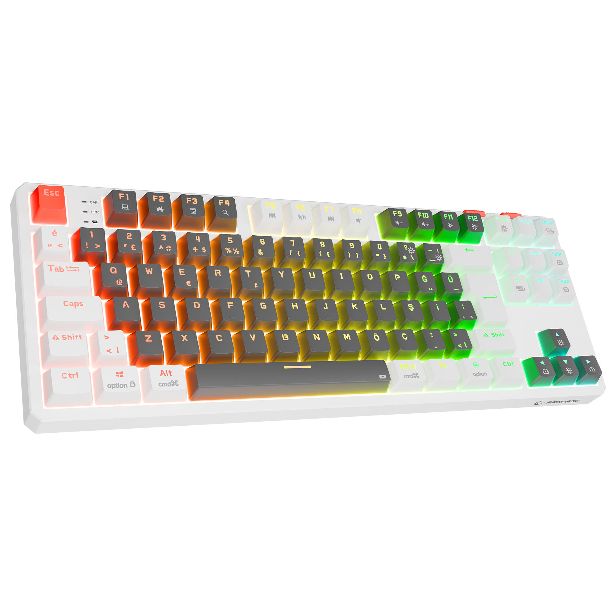 Yoru TKL RGB Outemu Red Switch Mekanik Oyuncu Klavyesi- Gri/Beyaz