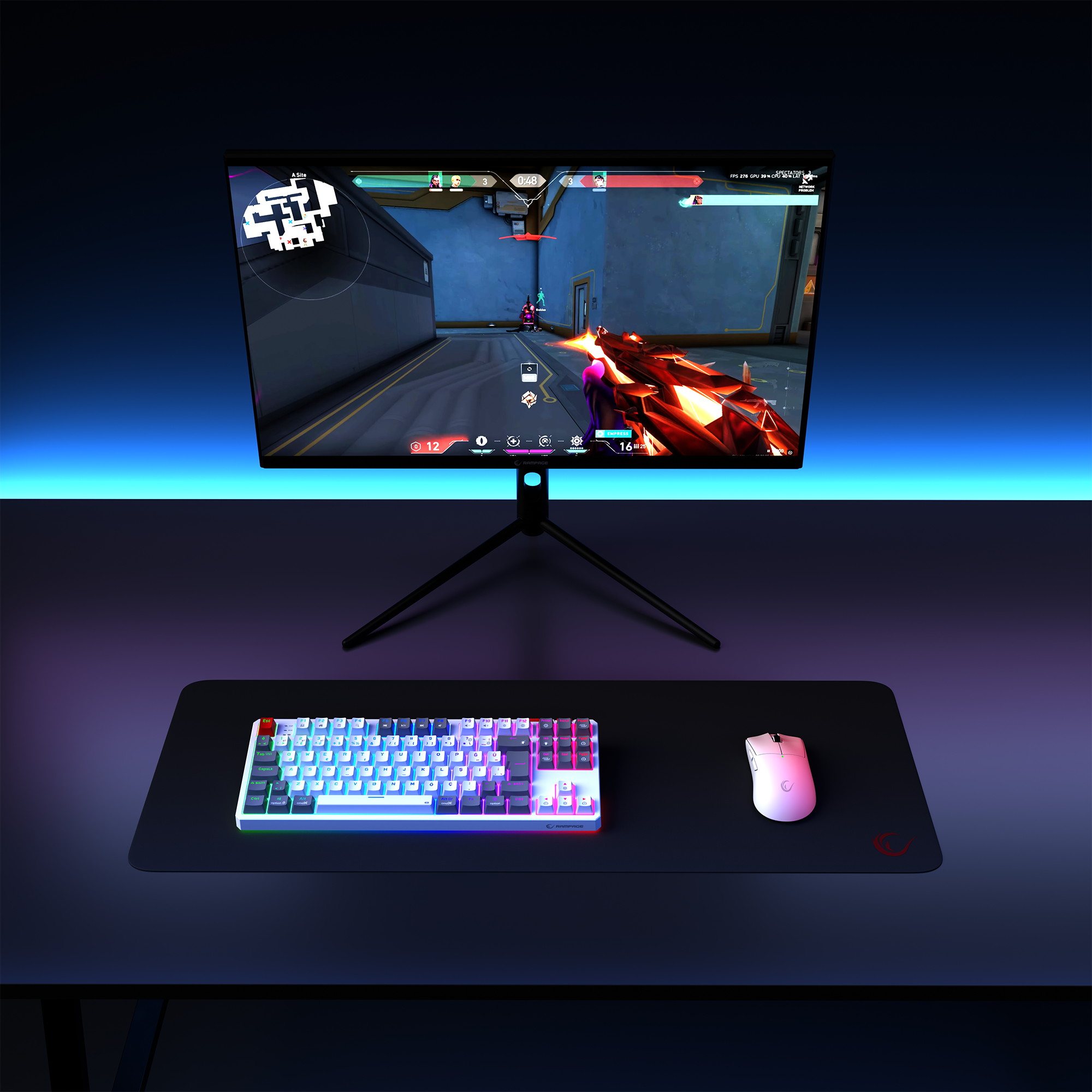 Yoru TKL Pro RGB Outemu Red Switch Mekanik Kablosuz Oyuncu Klavyesi-Beyaz/Gri