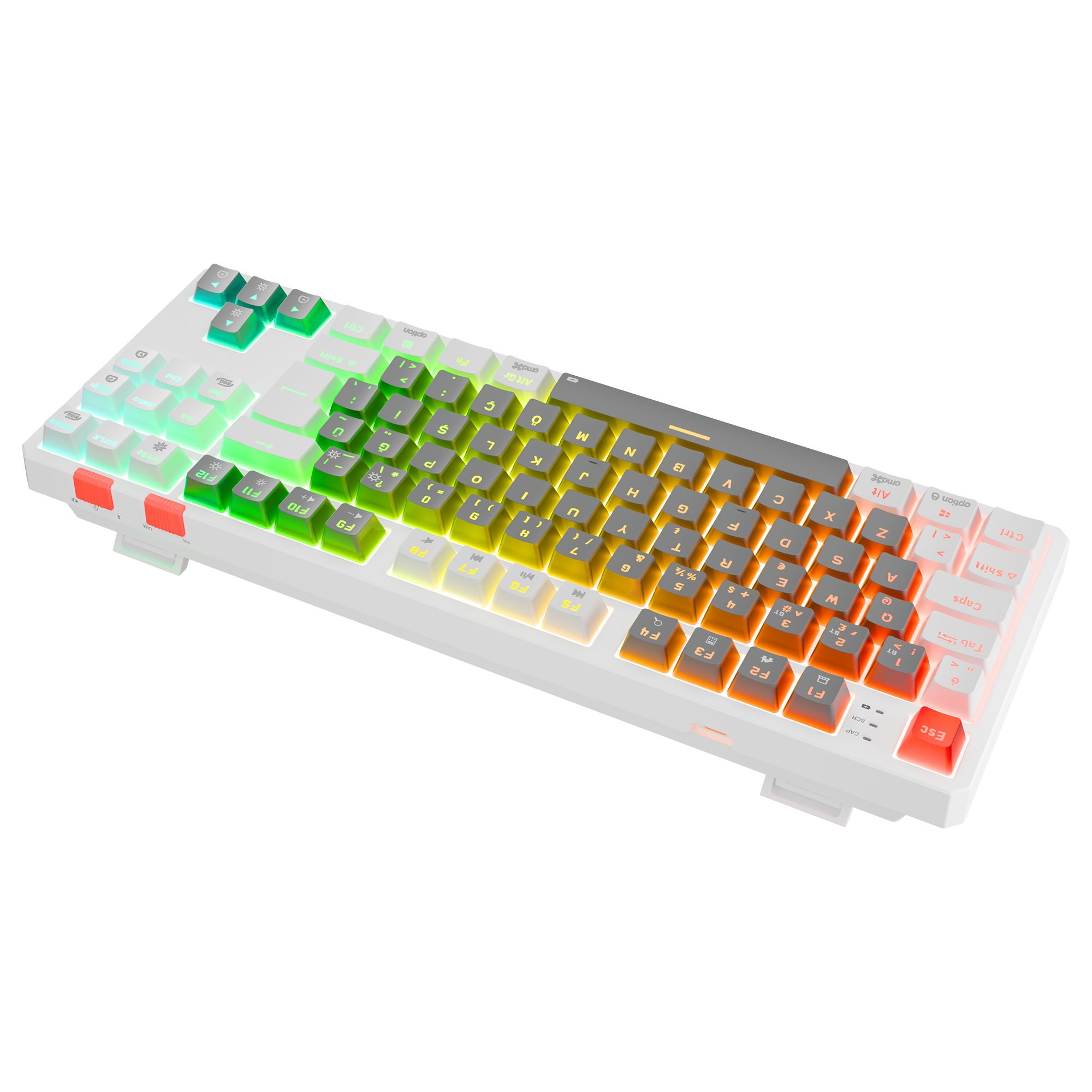 RGB Red Switch Mekanik Kablosuz Oyuncu Klavyesi-Gri/Beyaz