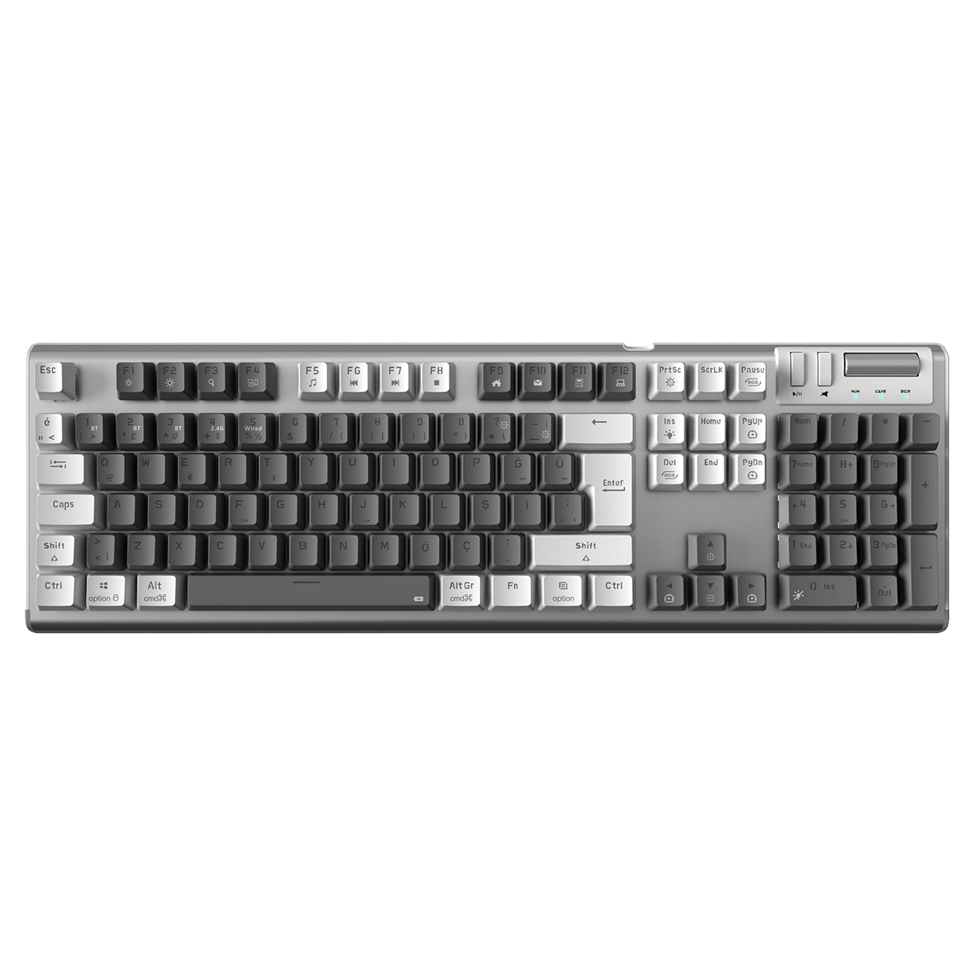 CARBON PRO - Red Switch Kablosuz Mekanik Oyuncu Klavyesi-Gri/Beyaz