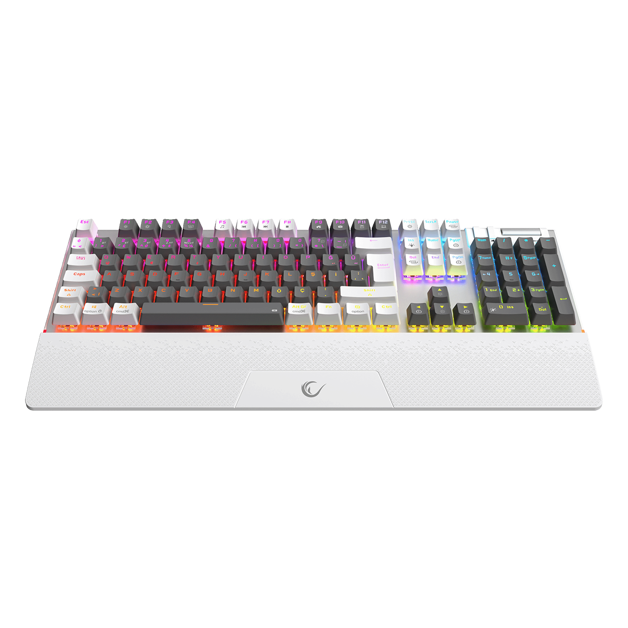 CARBON PRO - Red Switch Kablosuz Mekanik Oyuncu Klavyesi-Gri/Beyaz