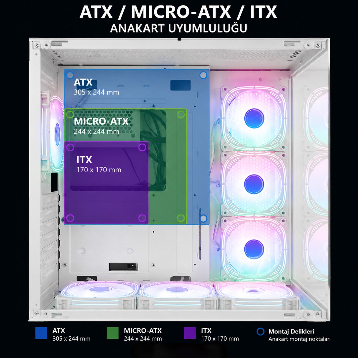 ARCTURUS - 750W 80 Plus Bronze Atx Mid-T Oyuncu Kasası-Beyaz