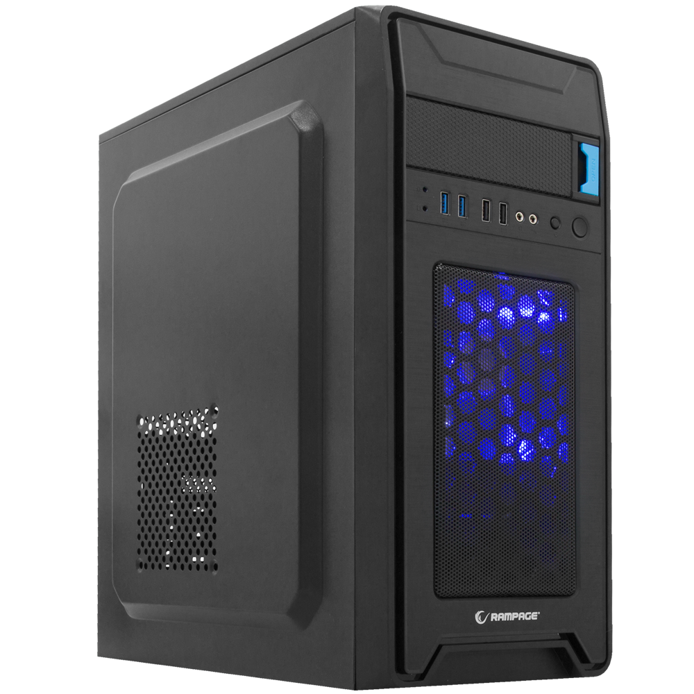 Castrum 350W Siyah 2*USB3.0+2*USB 12cm Mavi LED Fan Oyuncu Kasası - Rampage