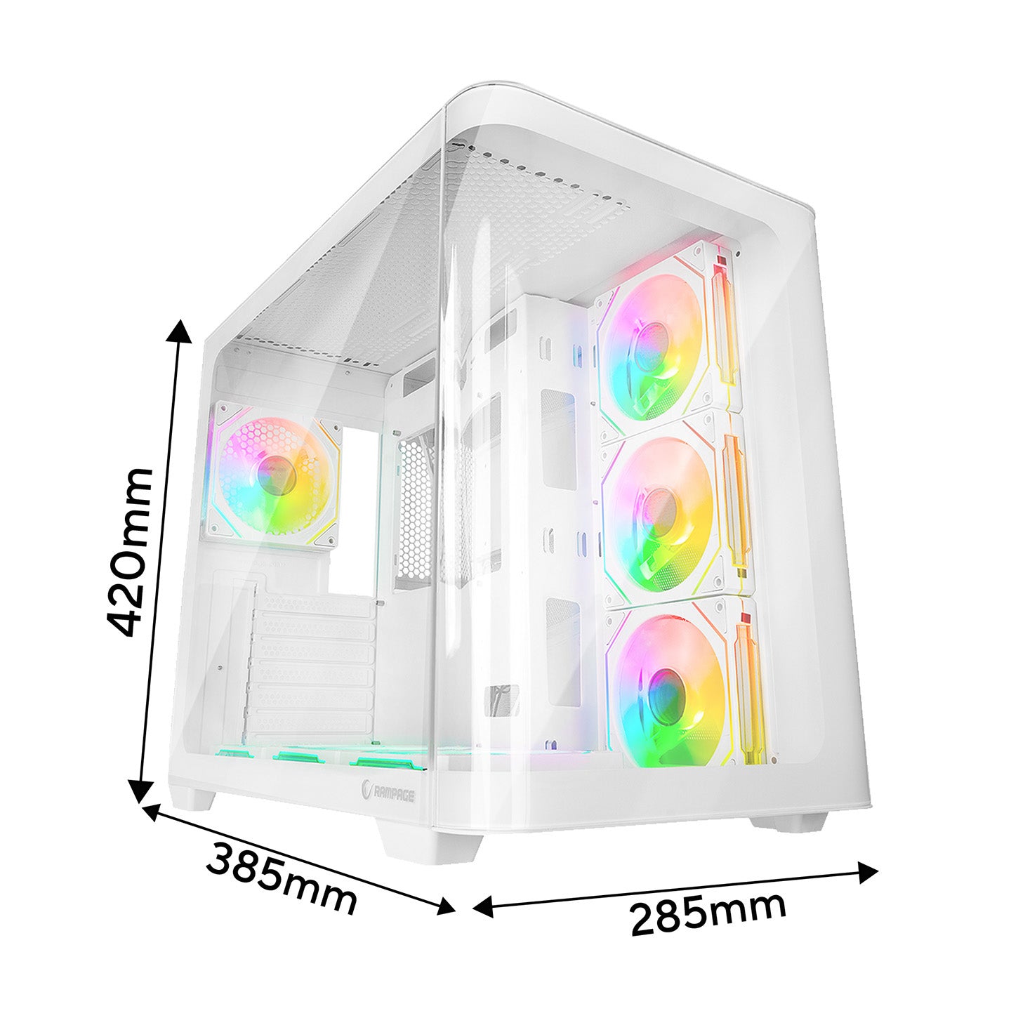 Loopy 7x12cm ARGB Fan Controlled ATX Mid-T Gaming Case-White