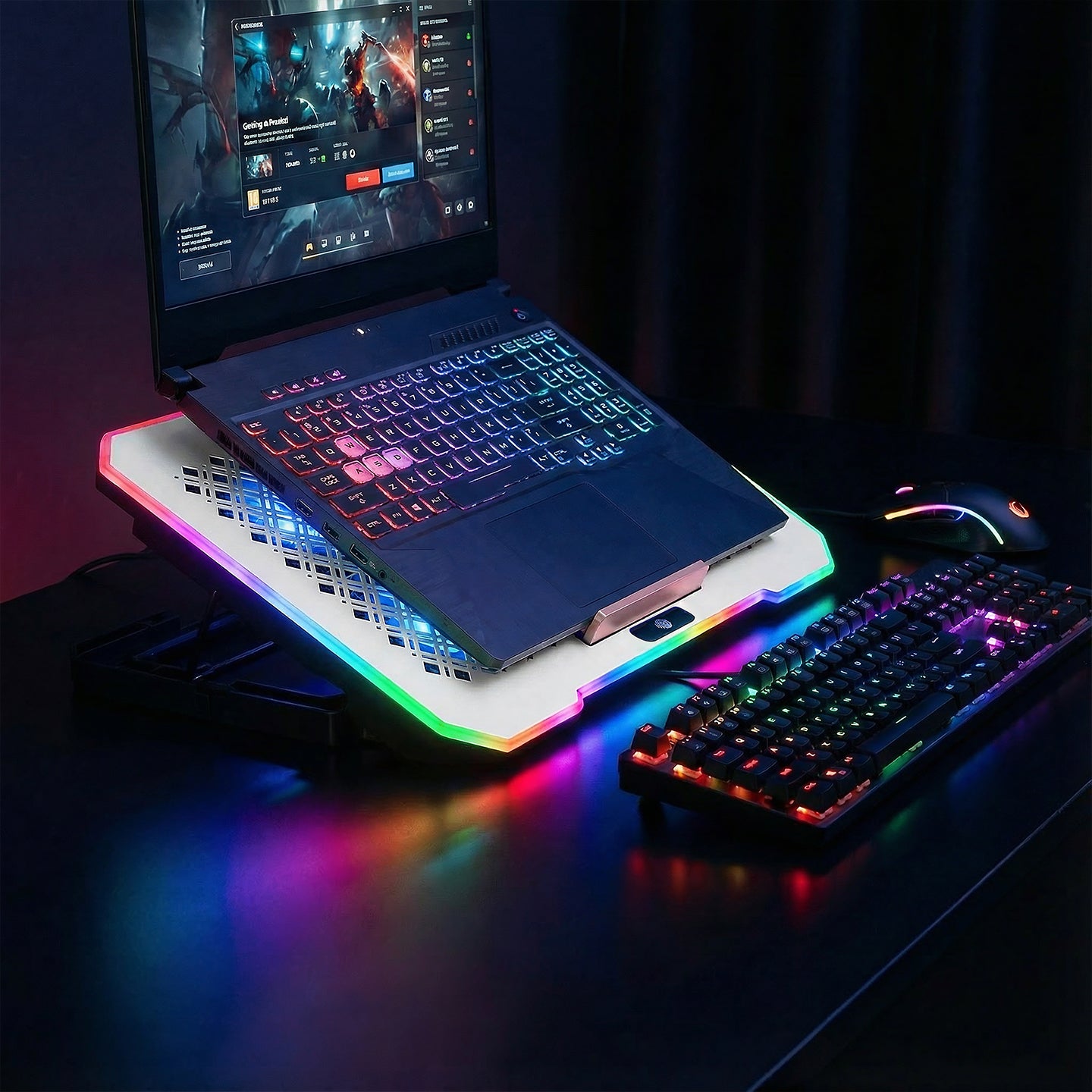 S48 Freez RGB 15.6 inç Telefon Tutuculu Notebook Soğutucu Stand-Gümüş